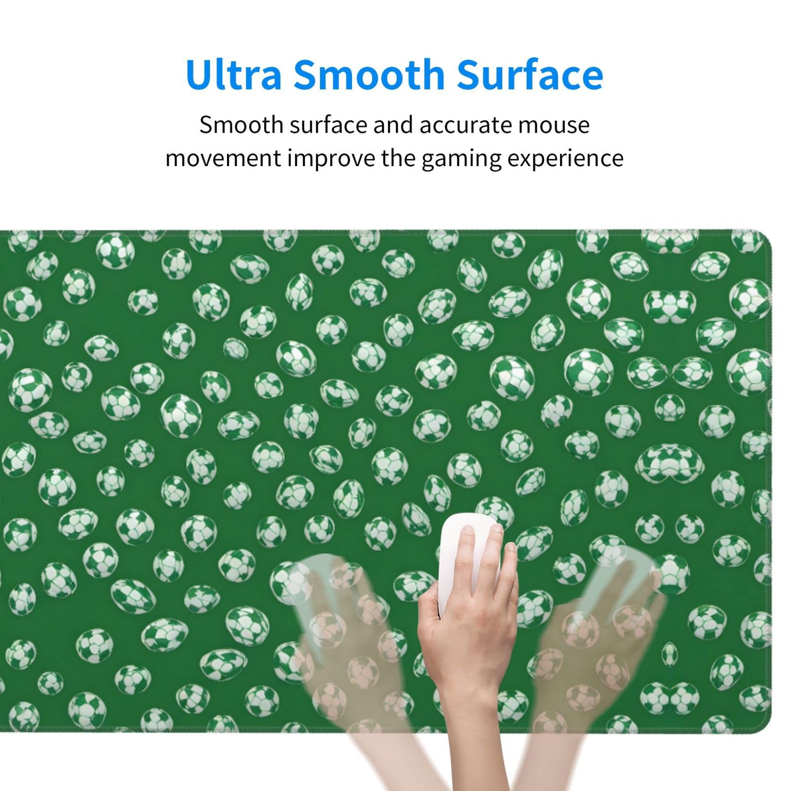 Premium Football Green Print Large Gaming Mouse Pad 16x29.5 Inch - Non-Slip Thickened Office Desk Mat with Strong Adhesion & Durable Surface - Perfect for PC Gaming, Workstations & Home Office Setup
