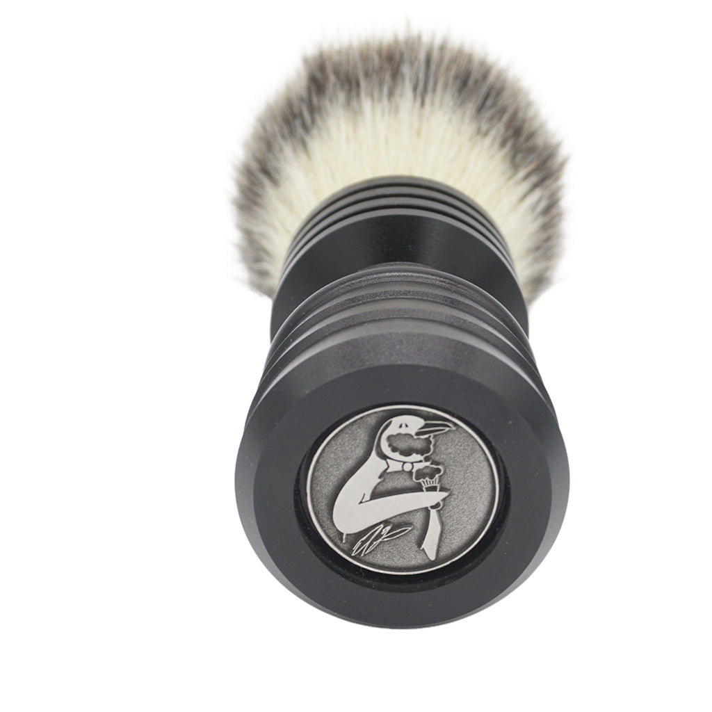 25mm Mühle STF XLarge Synthetic Shaving Brush with AP Shave Co. Alumihandle - Black Matte Rocket Design | Premium Wet Shaving Tool for Men's Grooming Routine