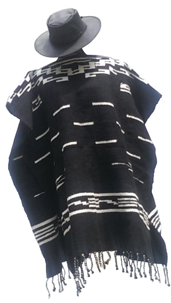Authentic Clint Eastwood Spaghetti Western Wool Poncho with Leather Hat - 100% Pure Wool Replica - Perfect for Western Costumes, Halloween & Cowboy Themed Parties