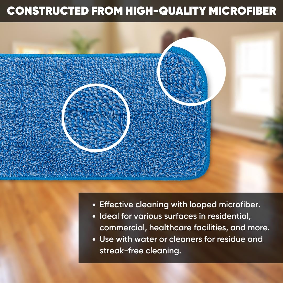 Bulk 18 Inch Microfiber Wet Mop Pads - 108 Count Case for Wholesale | Compatible with All Velcro Mop Frames | Machine Washable & Reusable | Perfect for Commercial Cleaning, Janitorial Services & Home Use