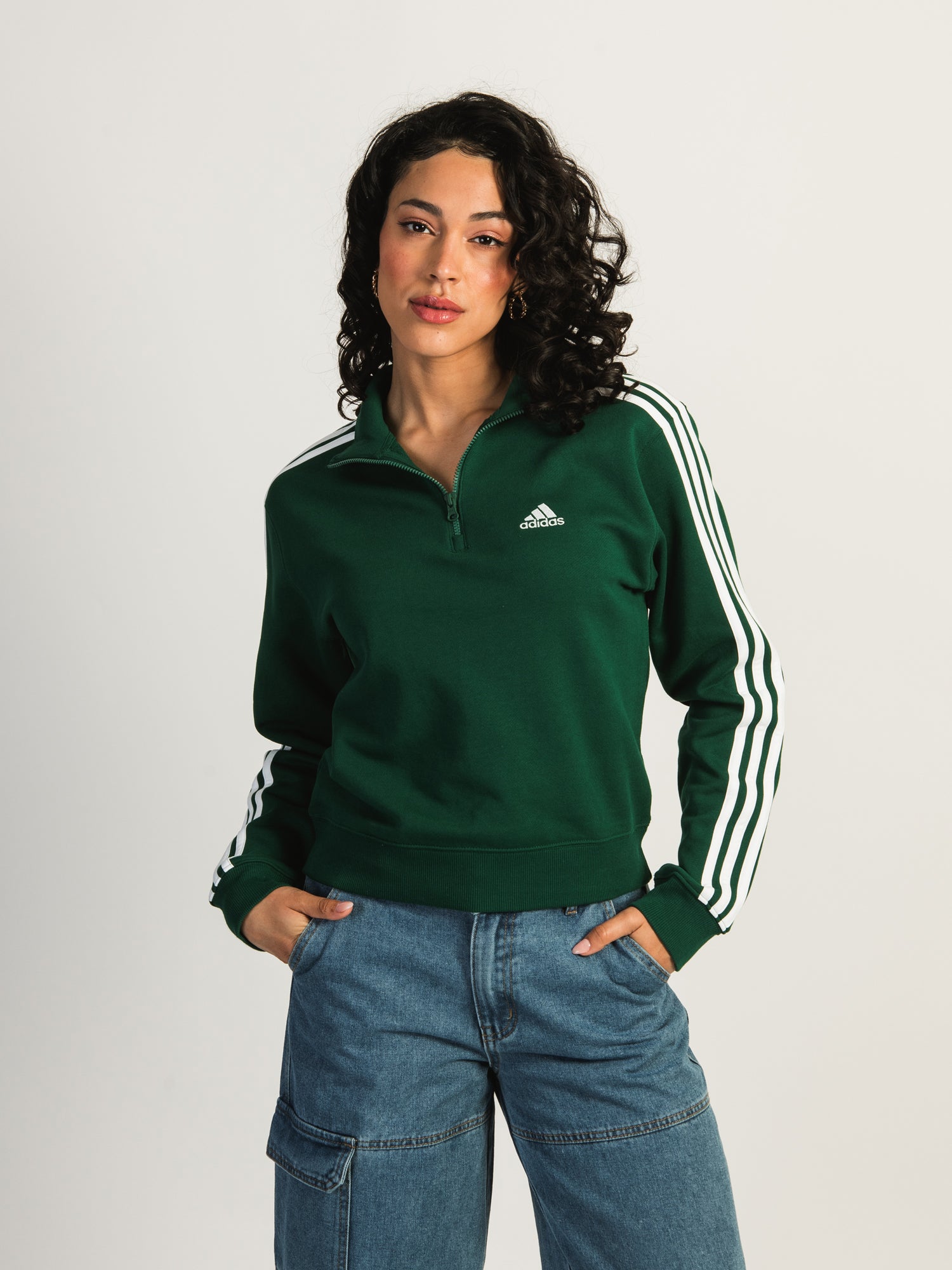 Adidas 3 Stripes Quarter Zip Sweater for Men - Comfortable Pullover Fleece Top for Casual Wear, Gym & Outdoor Activities