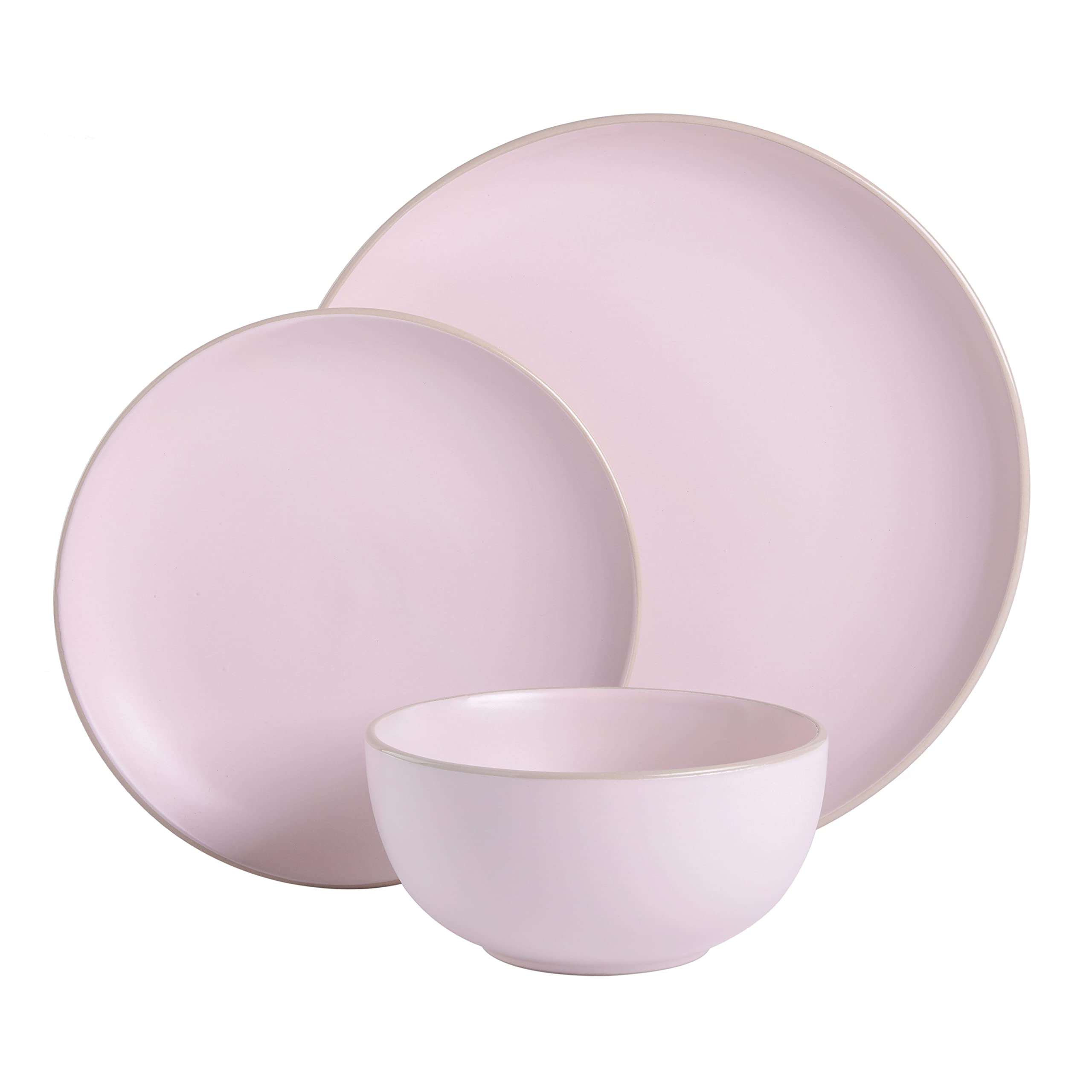 Premium Gibson Home Rockaway Round Stoneware Dinnerware Set - 12-Piece Service for 4, Elegant Pink | Microwave & Dishwasher Safe | Perfect for Family Dinners, Dinner Parties & Everyday Use