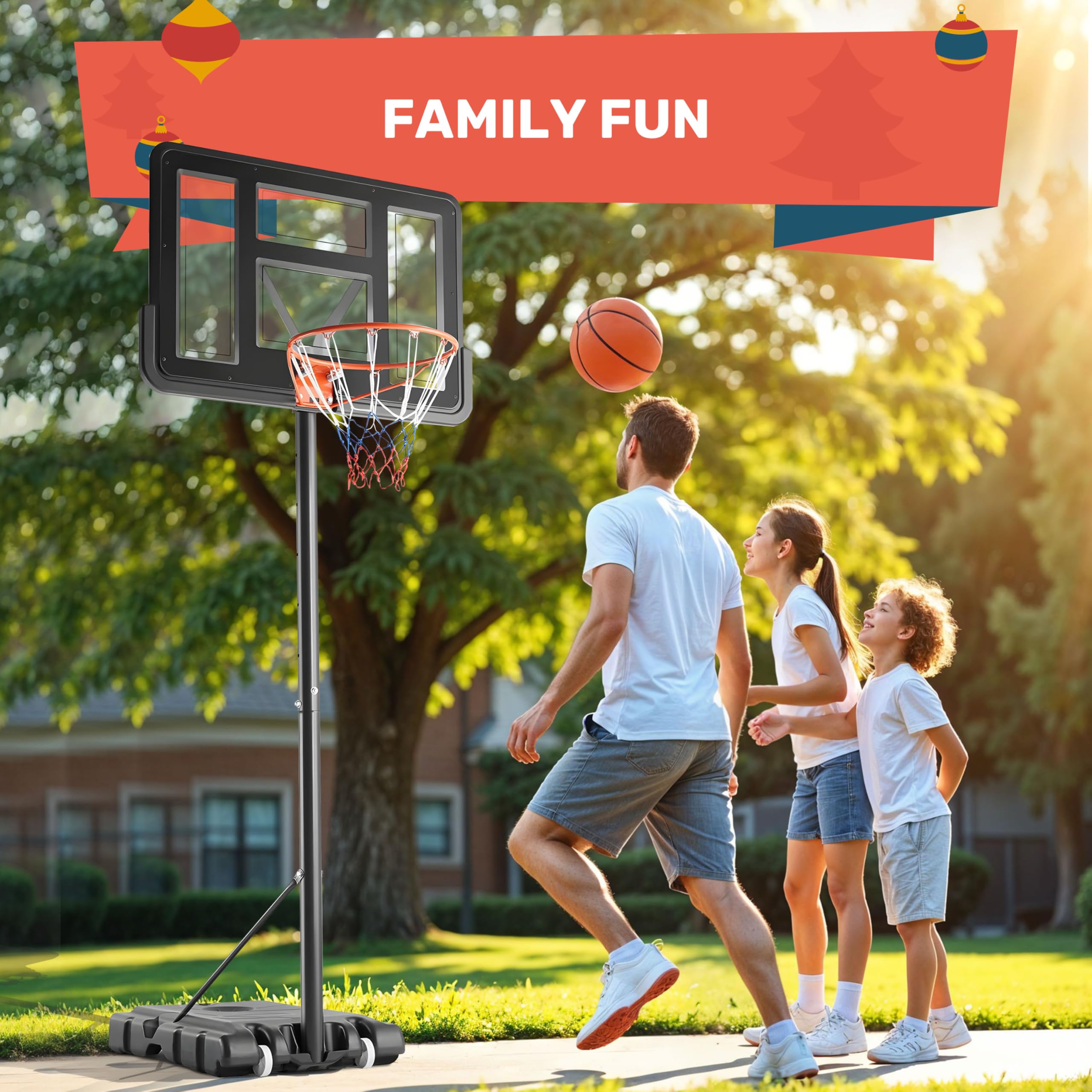 **Simple Deluxe Adjustable 4.2-10ft Portable Basketball Hoop for Outdoor Use - 44