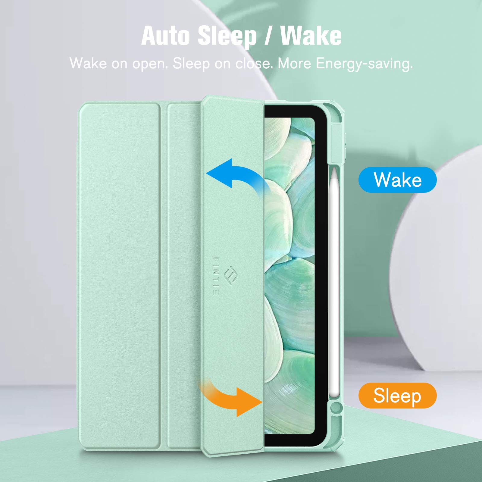FINTIE Hybrid Shockproof Case for iPad Air 11 Inch (M3 2025/M2 2024) & 5th/4th Gen (2022/2020) - Slim Clear Protective Cover with Apple Pencil Holder & Auto Wake/Sleep Feature - Green | Perfect for Work, School & Travel Protection