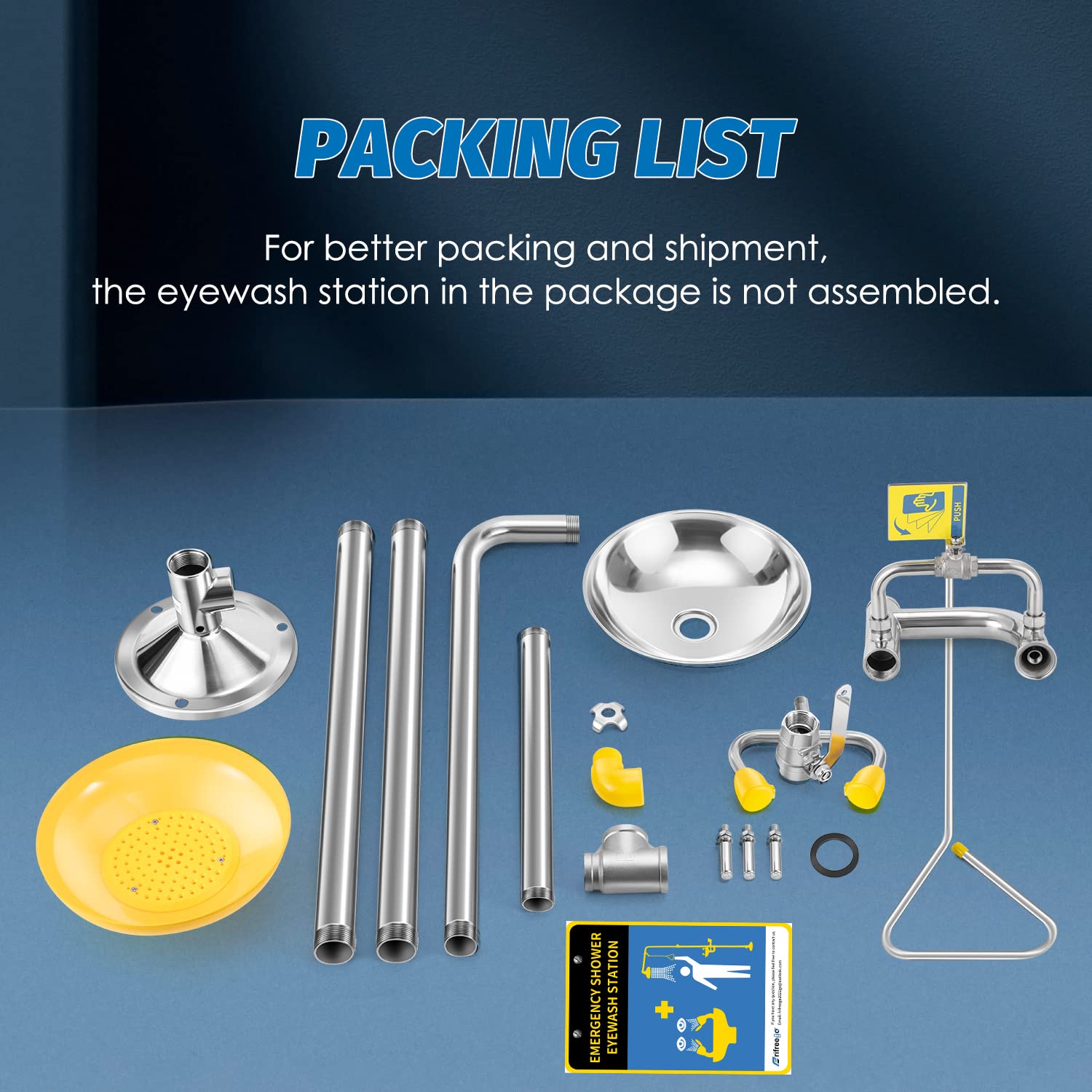 Emergency Eye Wash and Shower Station - OSHA Approved Stainless Steel Safety Equipment with NPT Threads for Industrial, Commercial & Laboratory Use | Perfect for Chemical Spills, Workplace Accidents & First Aid Scenarios