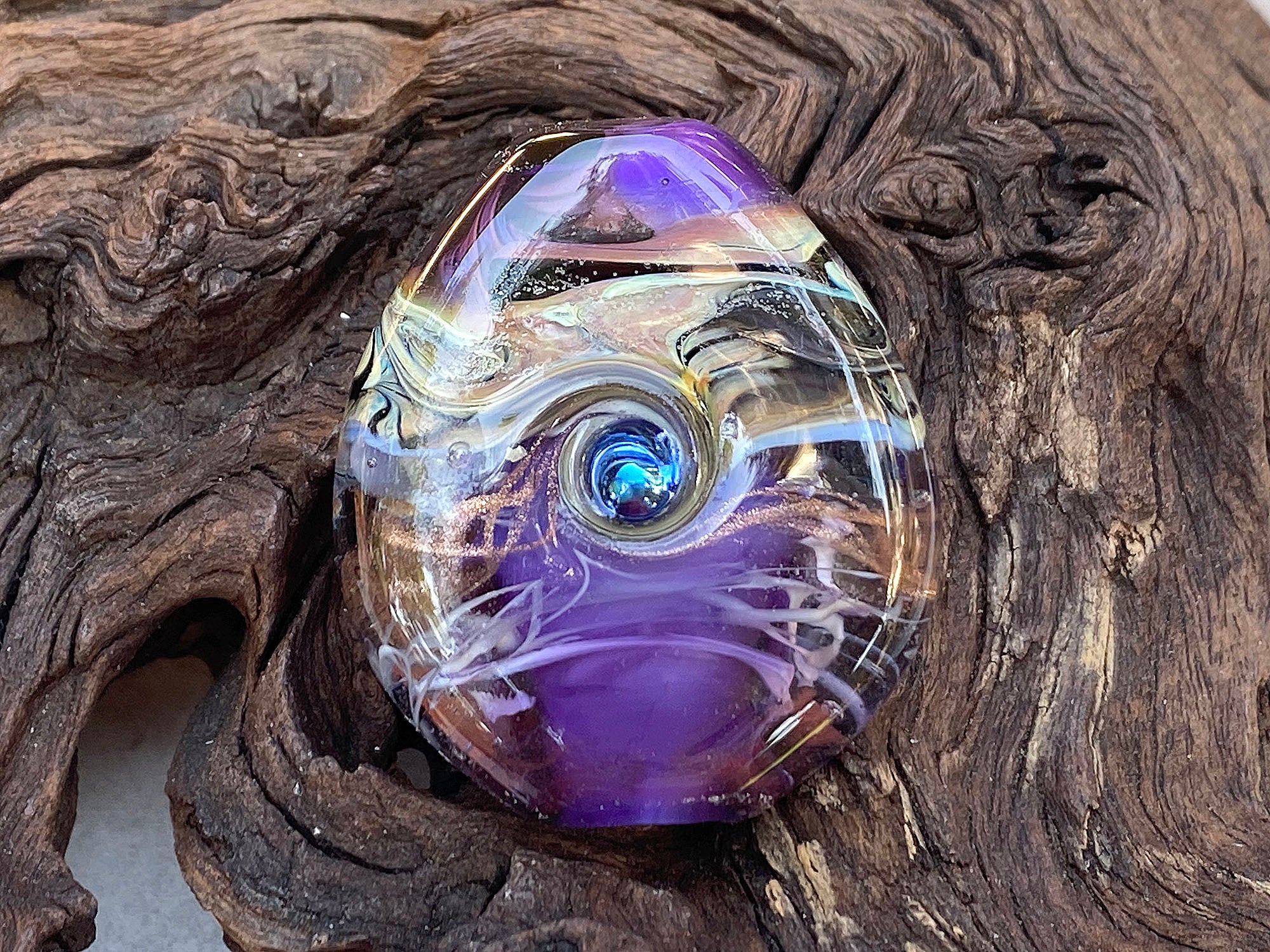 Violet Purple Organics Focal Lampwork Glass Bead for Jewelry Making - Handmade SRA Beads for Necklaces, Bracelets & DIY Crafts - Perfect for Boho, Hippie & Artistic Designs