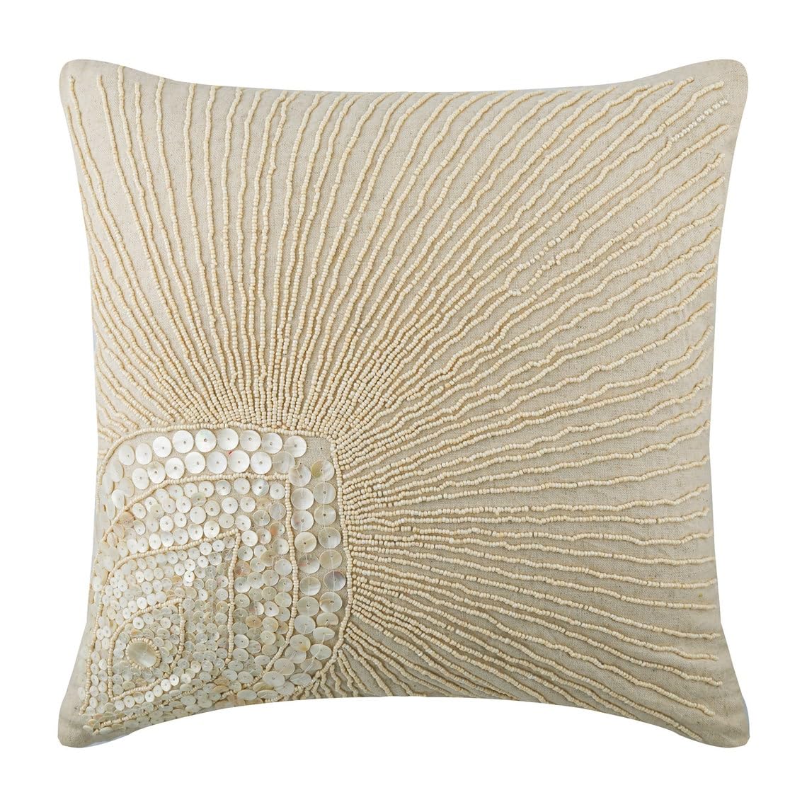 16x16 Inch Linen Throw Pillow Cover - Peacock Feather & Pearl Design for Couch, Sofa & Bed Decor | HomeCentric Decorative Pillow Case (40x40 cm) | Modern Accent Pillow for Living Room, Bedroom & Home Staging