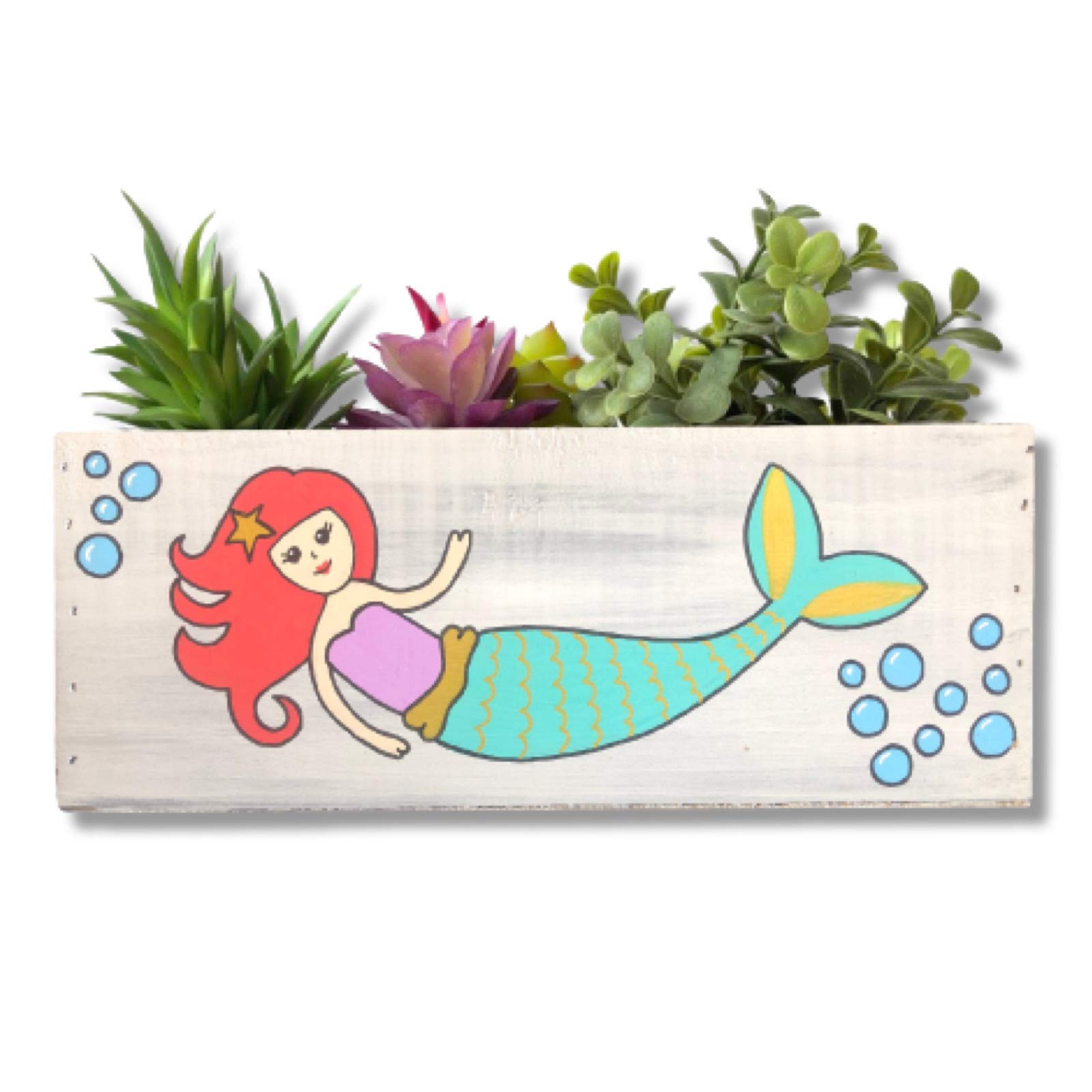 Mermaid Planter for Succulents - Ocean Themed Ceramic Flower Pot, Unique Gift for Daughter & Girls Bedroom Decor - Perfect for Home, Office, and Party Centerpieces