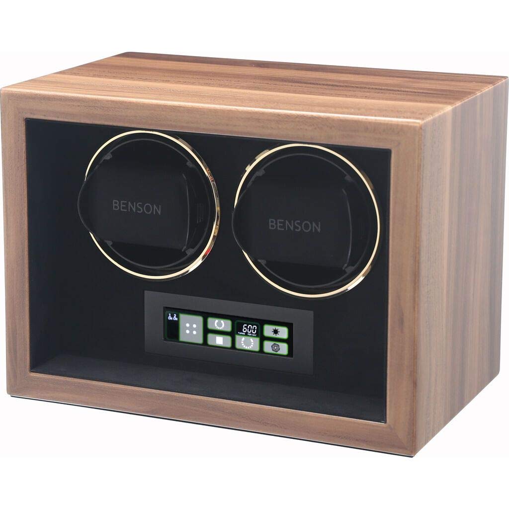 Benson Compact Series Double Watch Winder - Automatic Watch Storage Case for Men & Women | Perfect for Travel, Home Display & Luxury Watch Collection (Black)