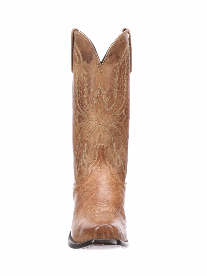 Lucchese N1547.54 Men's CRAYTON Mad Dog Snip Toe Cowboy Boots in Tan - Perfect for Western Rides & Country Events