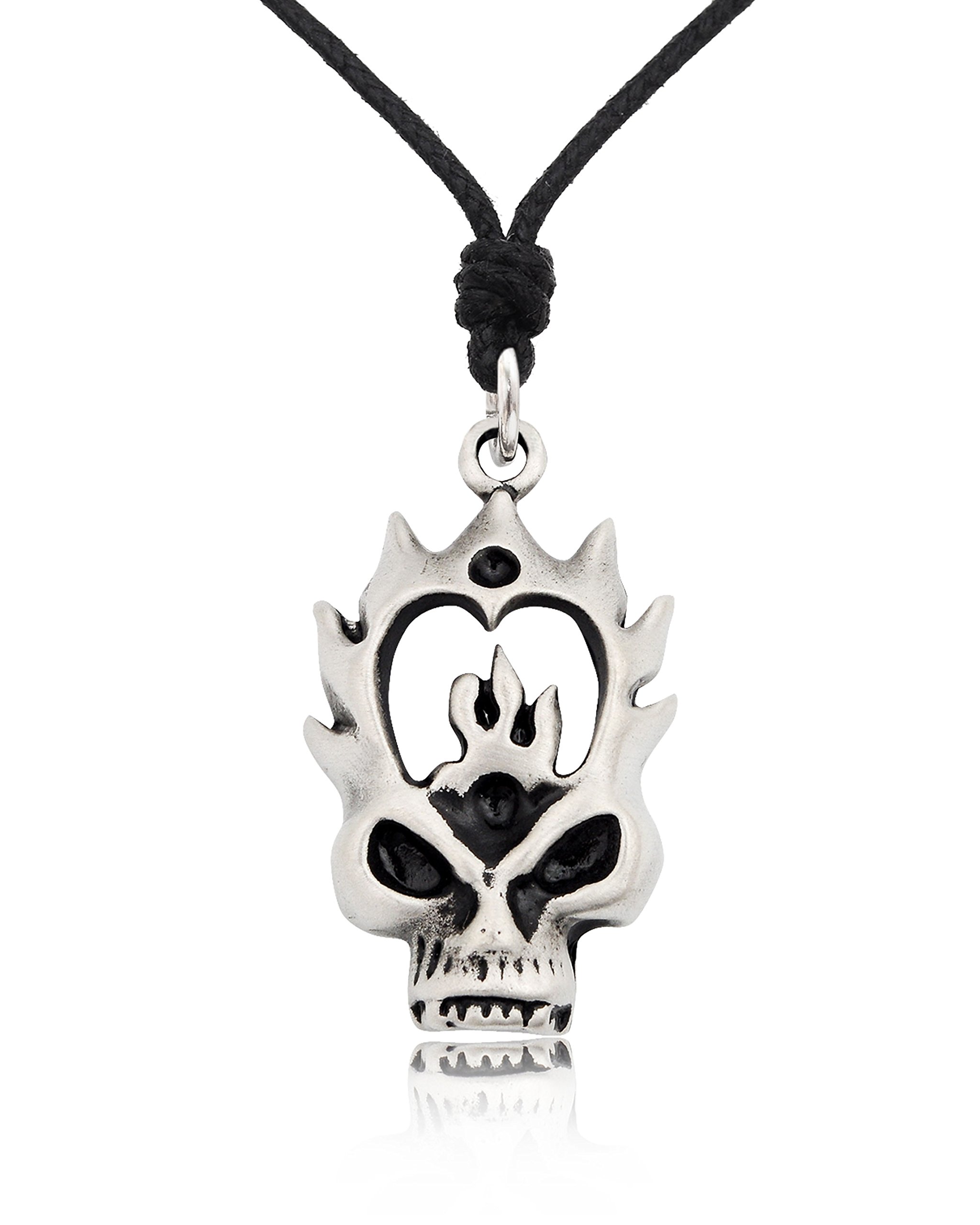 Stylish Skull Silver Pewter Charm Necklace Pendant - Gothic Jewelry for Men & Women - Perfect for Halloween, Punk Fashion, and Alternative Style Outfits