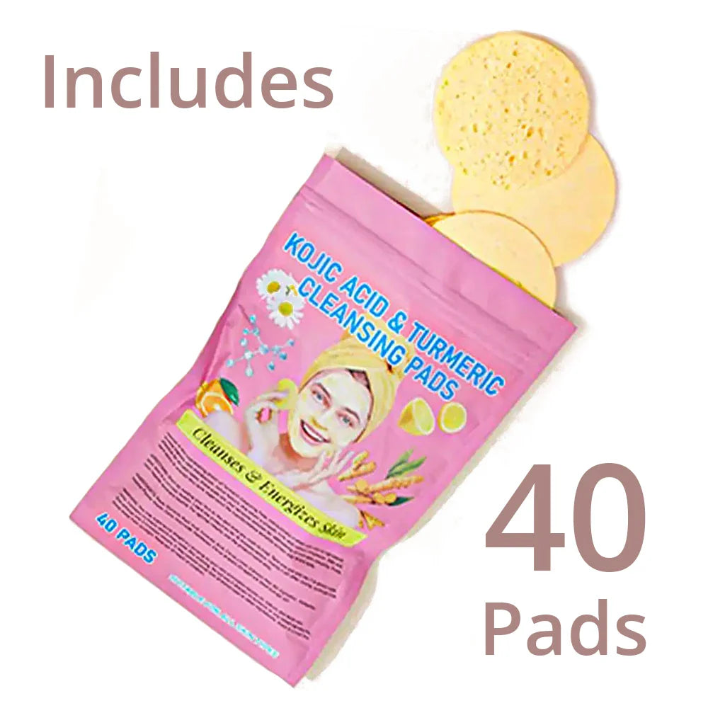 Turmeric Kojic Acid Brightening Pads for Face - Exfoliating & Dark Spot Treatment - Perfect for Acne-Prone Skin & Hyperpigmentation Care