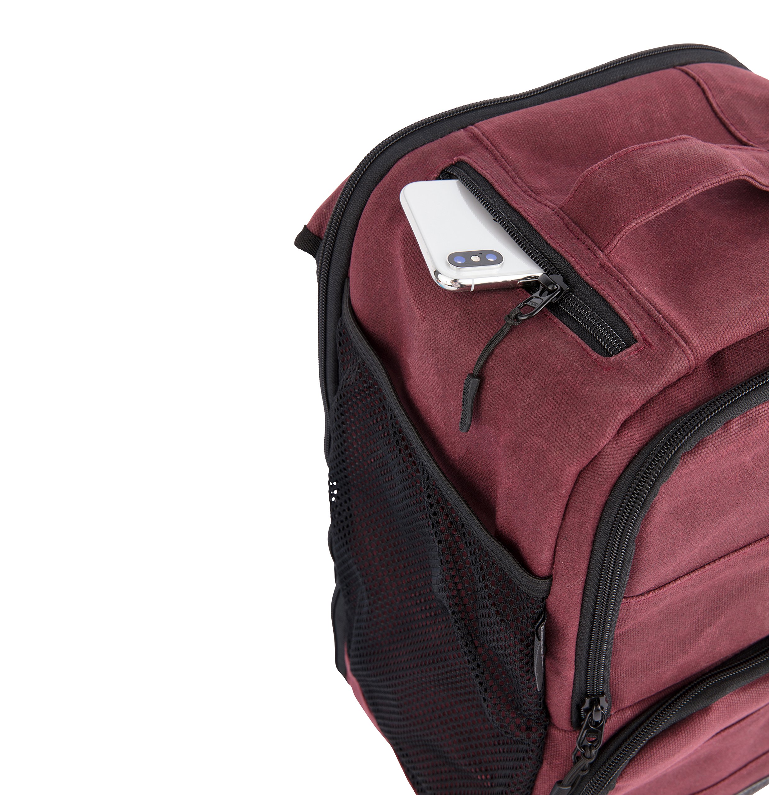 Portion Control Meal Prep Bag with Insulated Cooler & Ice Pack - 3 or 6 Meal Insulated Lunch Box System (Black Backpack or Maroon Waxed Canvas) - Perfect for Office, Gym, Camping & Outdoor Activities