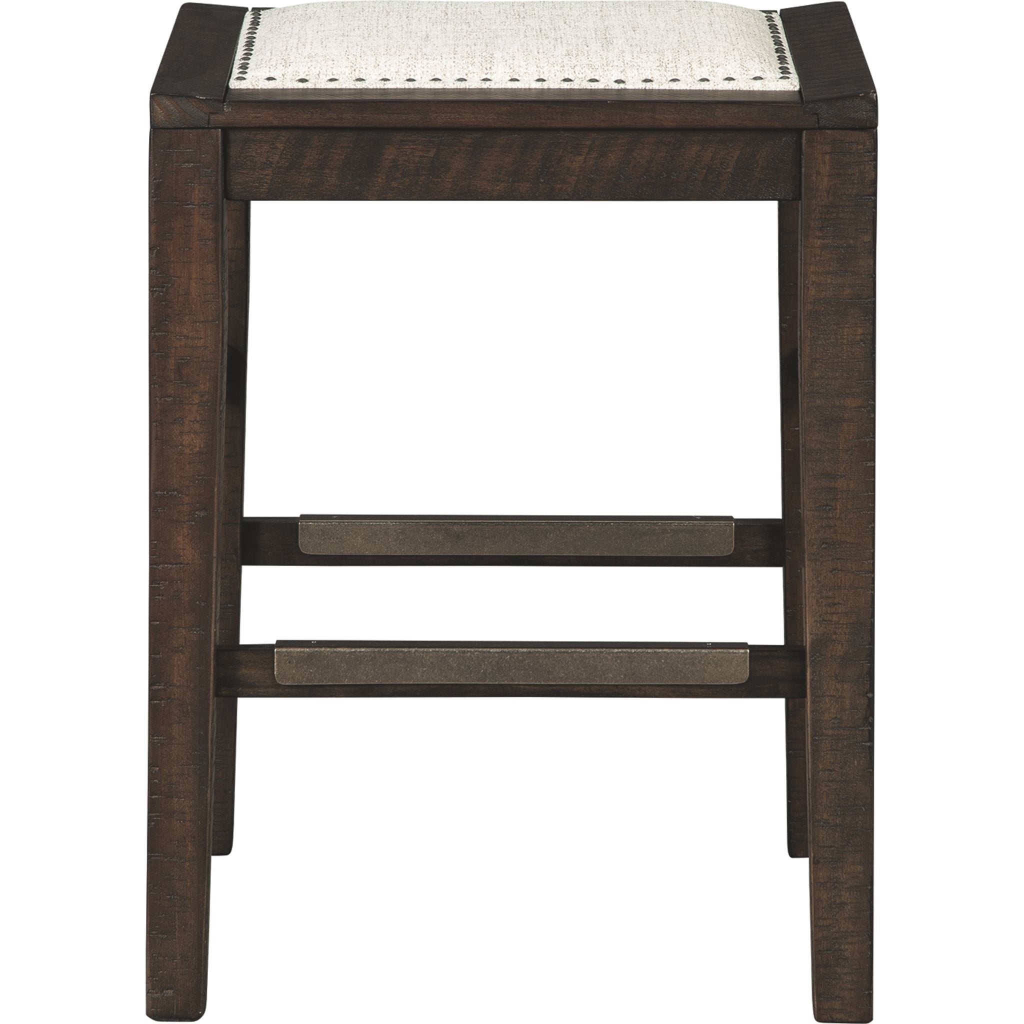 Artisan Counter Height Stool - Dark Brown Wooden Bar Stool with Backrest (D498-024) - Perfect for Kitchen Islands, Breakfast Bars & Home Decor