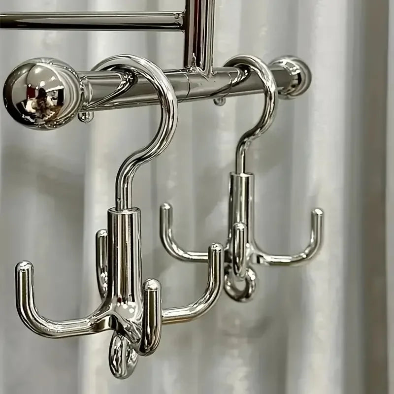 Swivel Quad Hook Hanger - 360° Rotating Heavy Duty Wall Hooks for Hanging Coats, Hats, Bags & More - Perfect for Entryway, Closet & Bathroom Organization