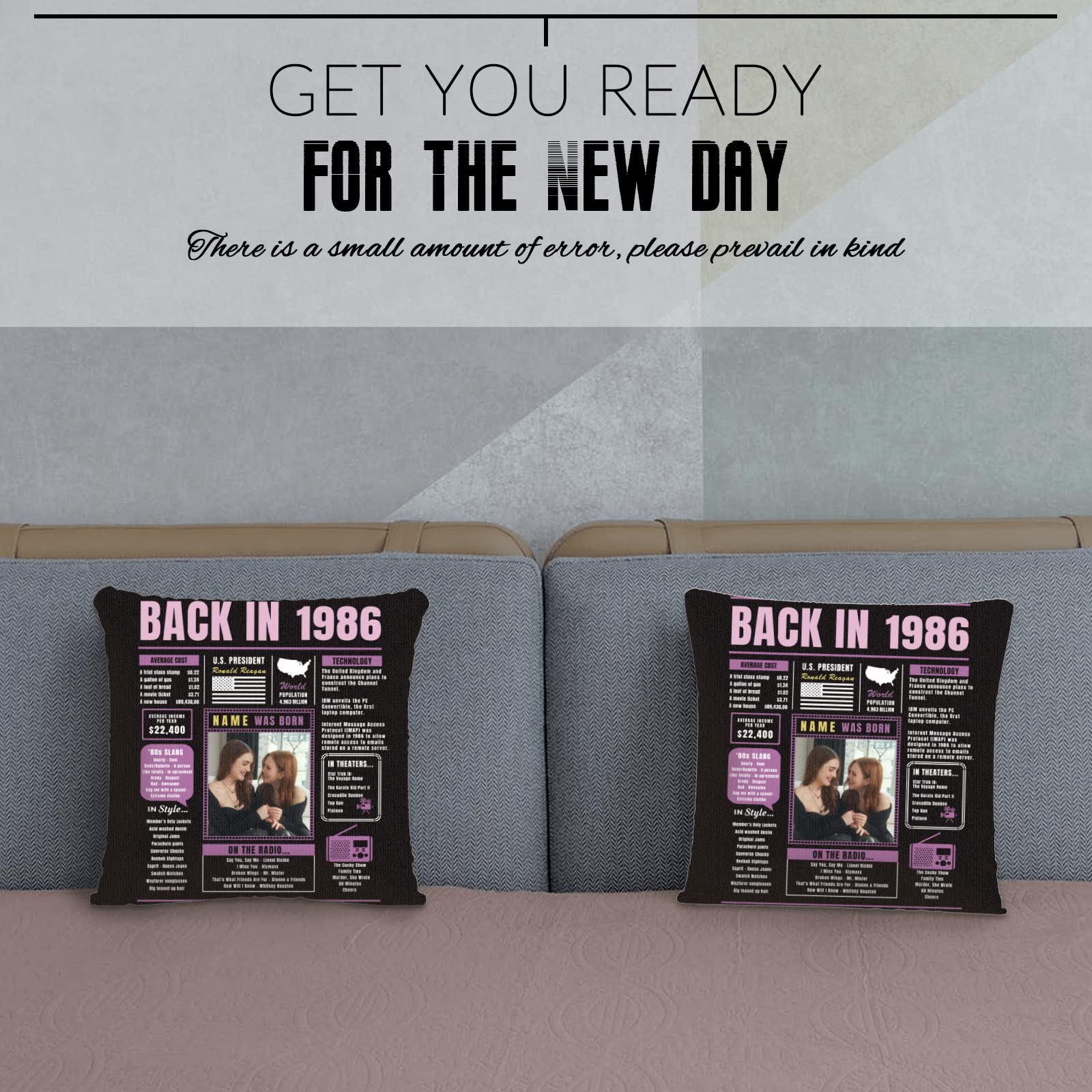 **Custom 38th Birthday Throw Pillow - Soft Purple 1986 Themed Gift for Women & Men - Perfect for Sofa Decor, Party Favors & Anniversary Celebrations**