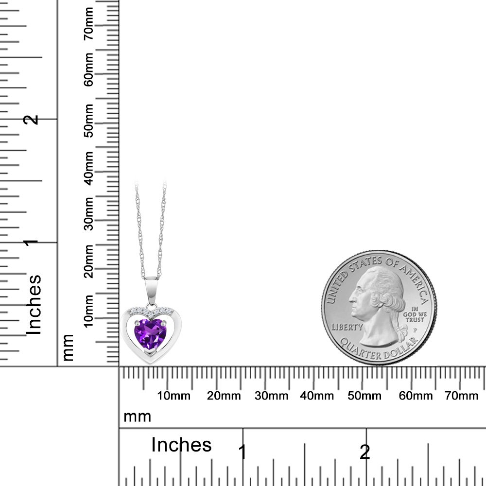 10K White Gold Heart Birthstone Pendant Necklace with 6MM Gemstone & White Diamonds | 18 Inch Chain | Elegant Jewelry Gift for Women | Perfect for Anniversaries, Birthdays & Special Occasions