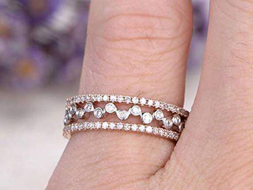 1.50 Carat 3-Piece Wedding Ring Set - 18k Gold Plated Stackable Bridal Band for Engagement, Anniversary & Everyday Wear
