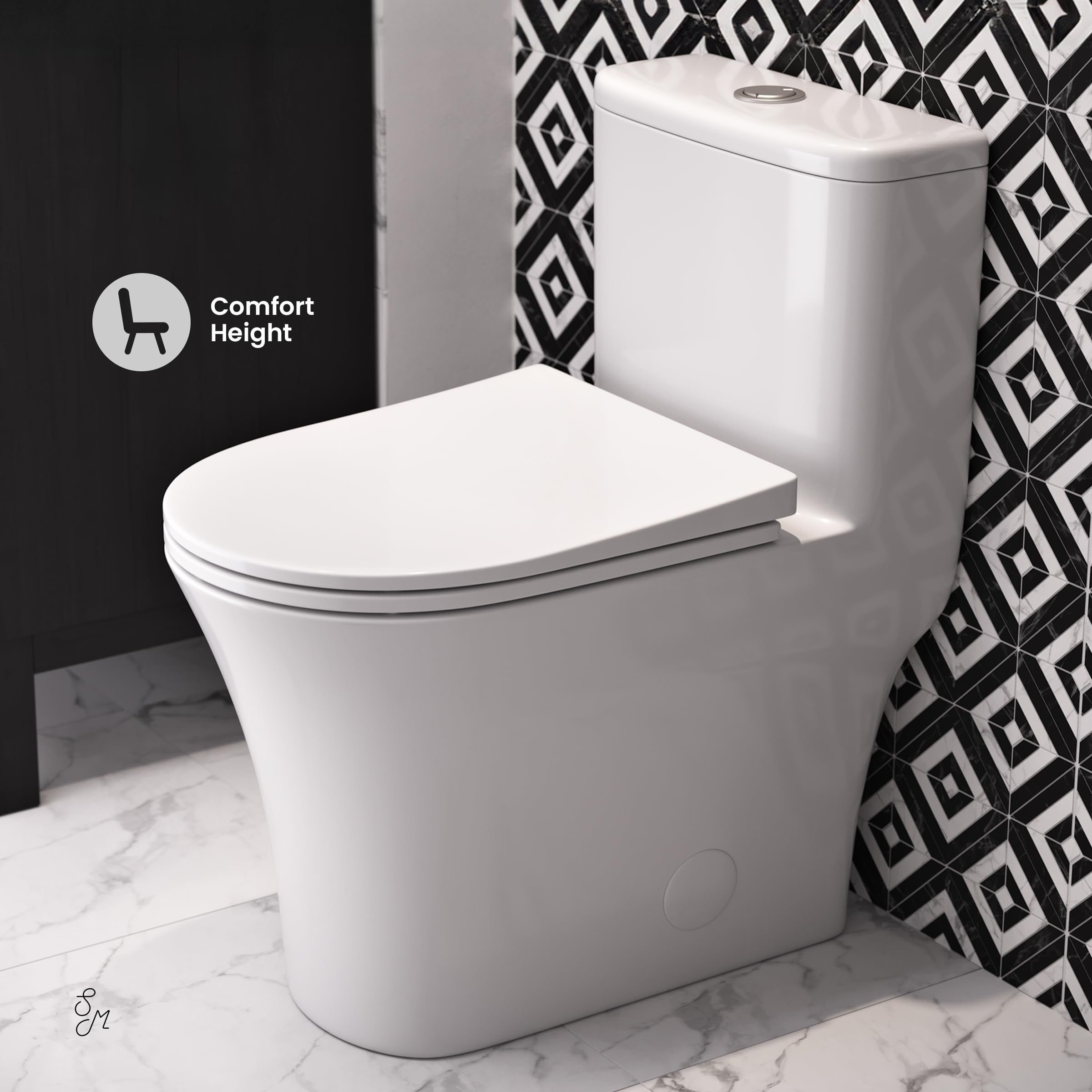 Swiss Madison Cascade One Piece Toilet - Modern ADA Compliant Elongated Dual Flush 1.1/1.6 GPF Bathroom Toilet in Glossy White | Perfect for Small Bathrooms, Master Suites & Commercial Spaces