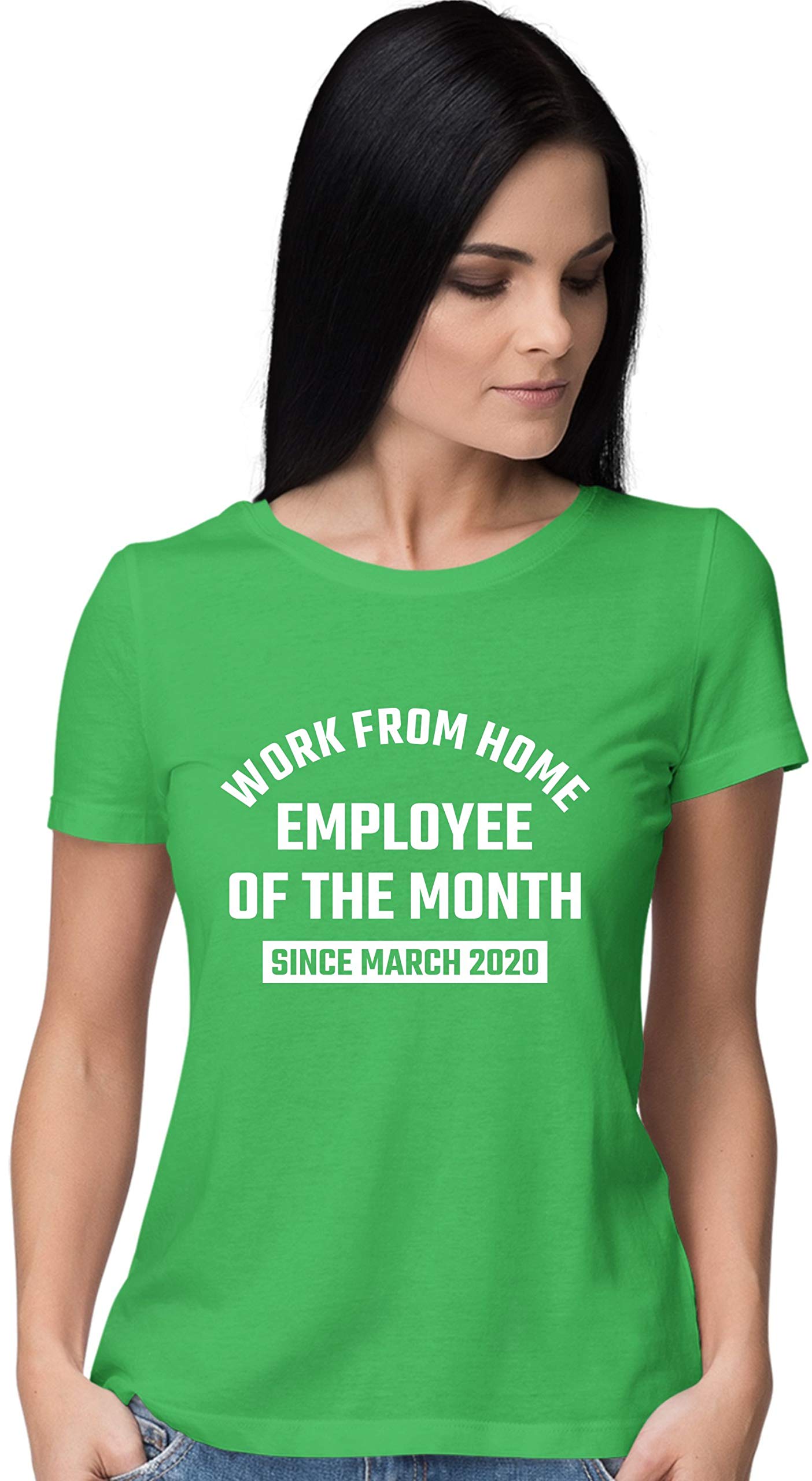 Funny Women's Work From Home Employee of The Month T-Shirt Since March 2020 - Comfortable Cotton Tee for Remote Work, Zoom Meetings & Casual Wear