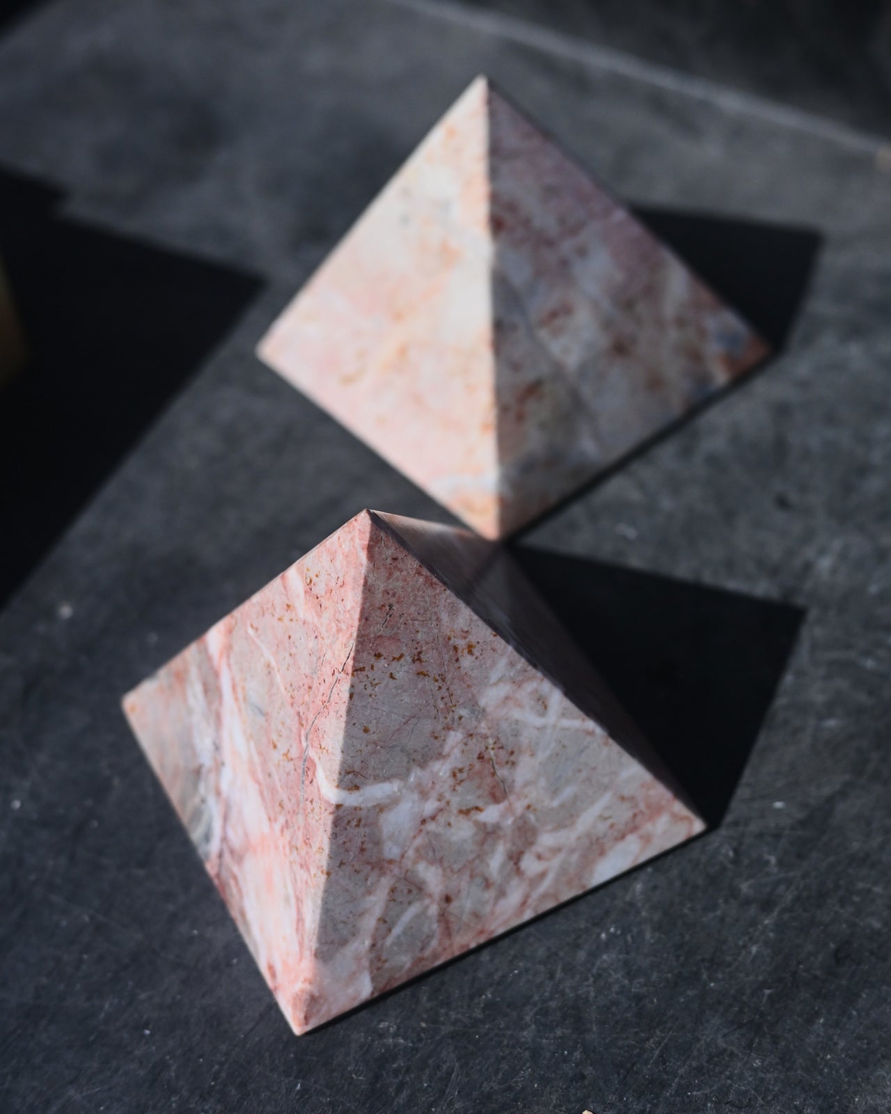 4 Inch Pink Marble Pyramid - Elegant Home Decor for Shelf, Desk & Meditation Space | Feng Shui Crystal Gift for Office & Living Room