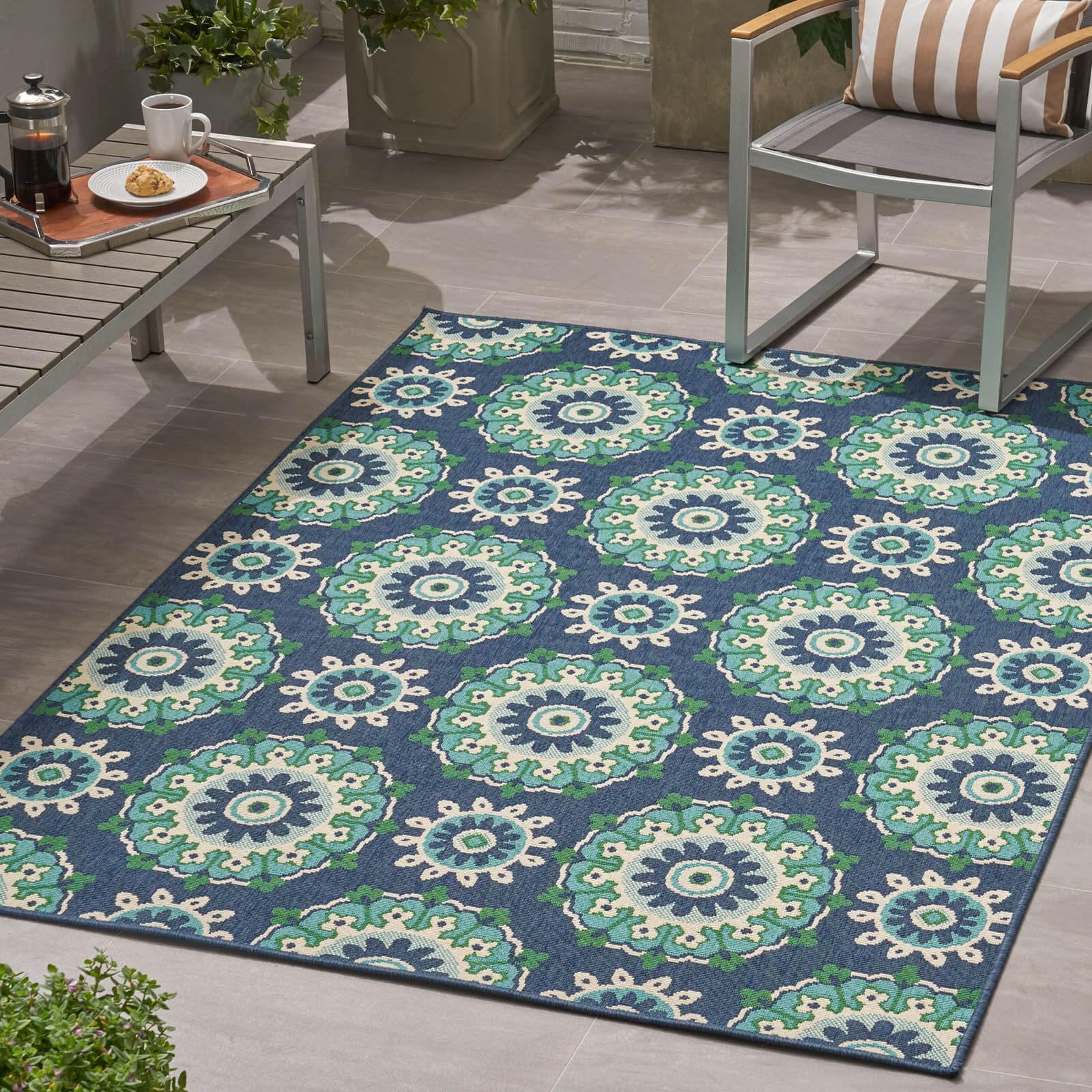 8x10 Waterproof Outdoor Rug for Patio, Deck, Balcony & Porch - All-Weather Indoor/Outdoor Area Rug Perfect for Living Room, Camping & Backyard Use