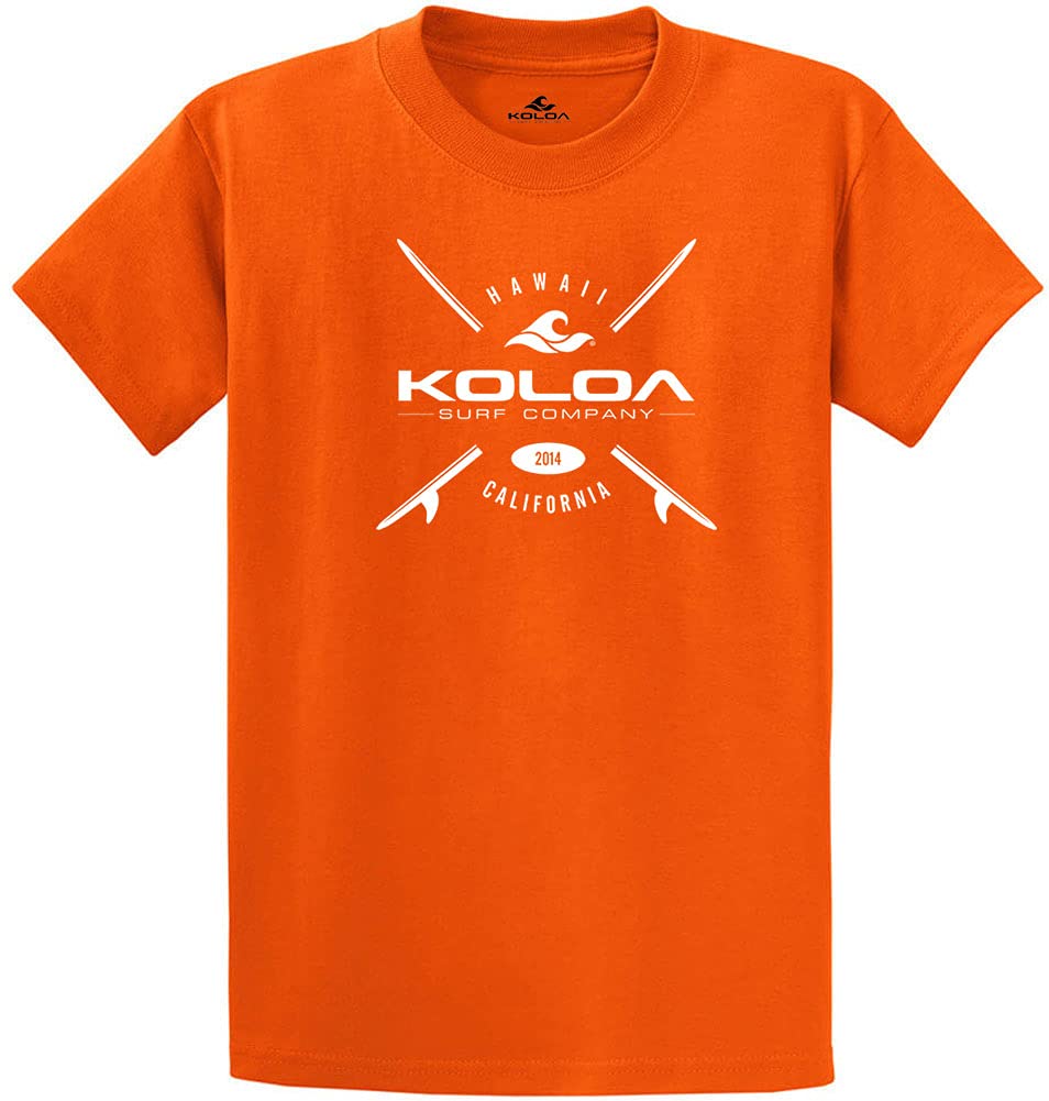 Joe's USA Koloa Surf X Boards Logo Heavy Cotton T-Shirts for Men - Regular, Big & Tall Sizes - Perfect for Surfing, Beach Outings & Casual Wear