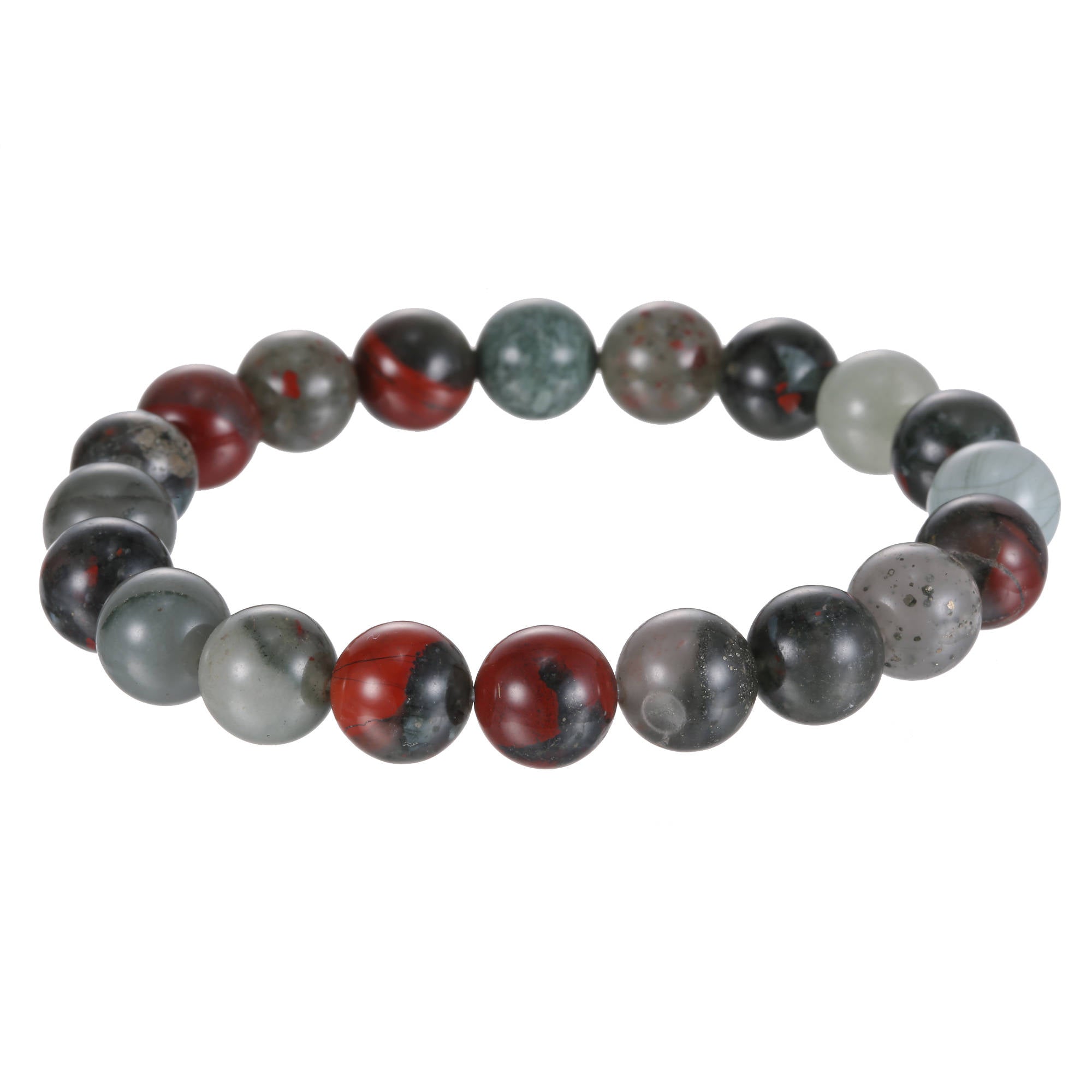 African Bloodstone Bracelet - Smooth Round Beads 8mm, 10mm, 7.5