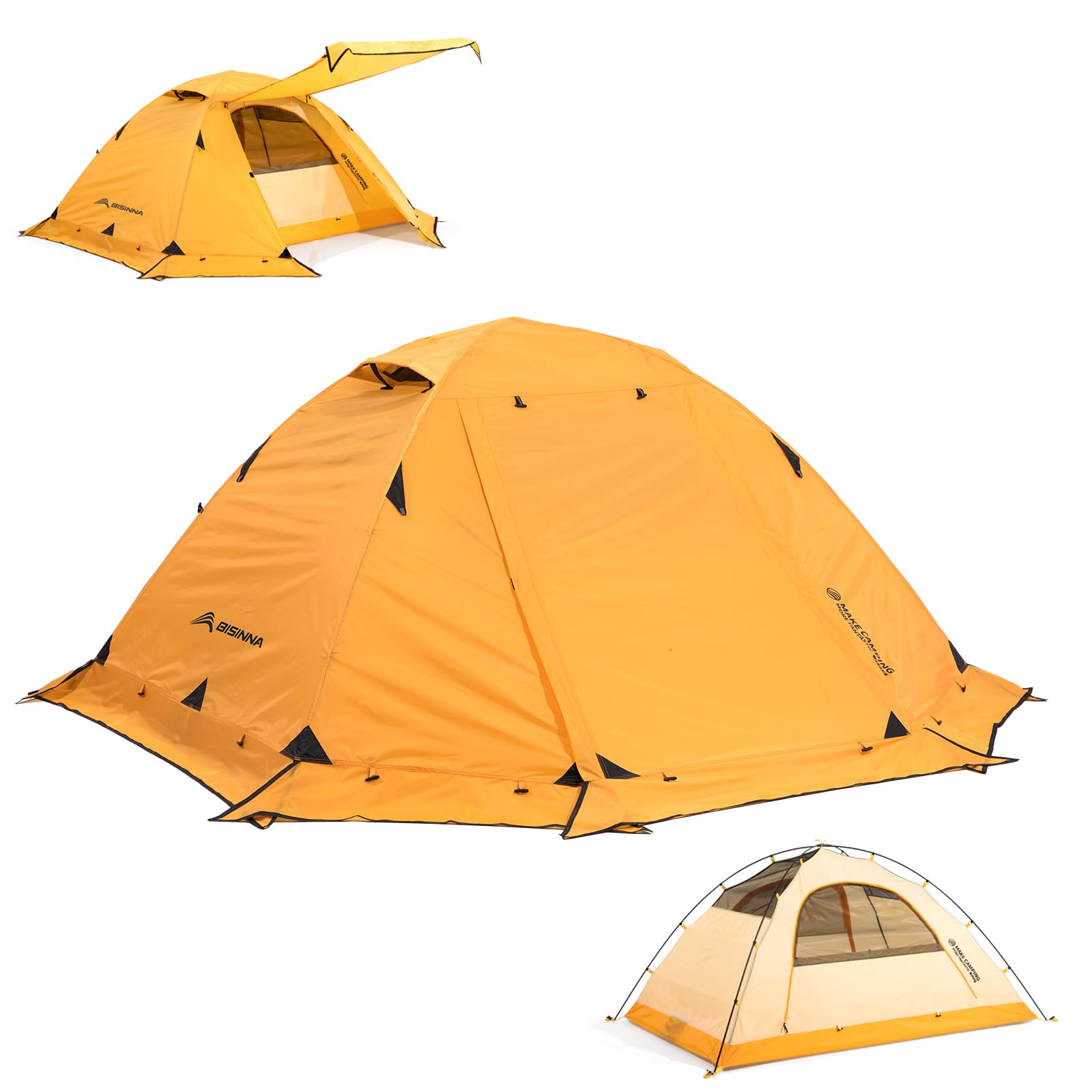 BISINNA 4 Season Backpacking Tent - 2 Person Lightweight Winter Tent for Cold Weather, Waterproof Double Layer All Season Camping Tent with Aluminum Alloy Poles - Easy Setup for Hiking, Mountaineering & Outdoor Adventures