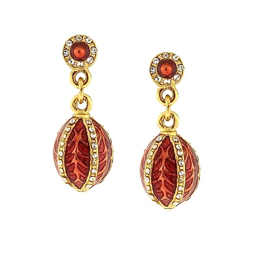 Vintage 1928 Jewelry Trellis Red Enamel Crystal Egg Drop Earrings for Women - Elegant Dangle Earrings for Party, Wedding & Special Occasions