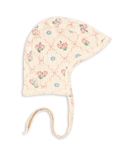 KONGES SLOJD Organic Cotton Minnie Bonnet for Babies 0-6 Months - Soft & Breathable Newborn Hat for Outdoor, Photography, and Special Occasions