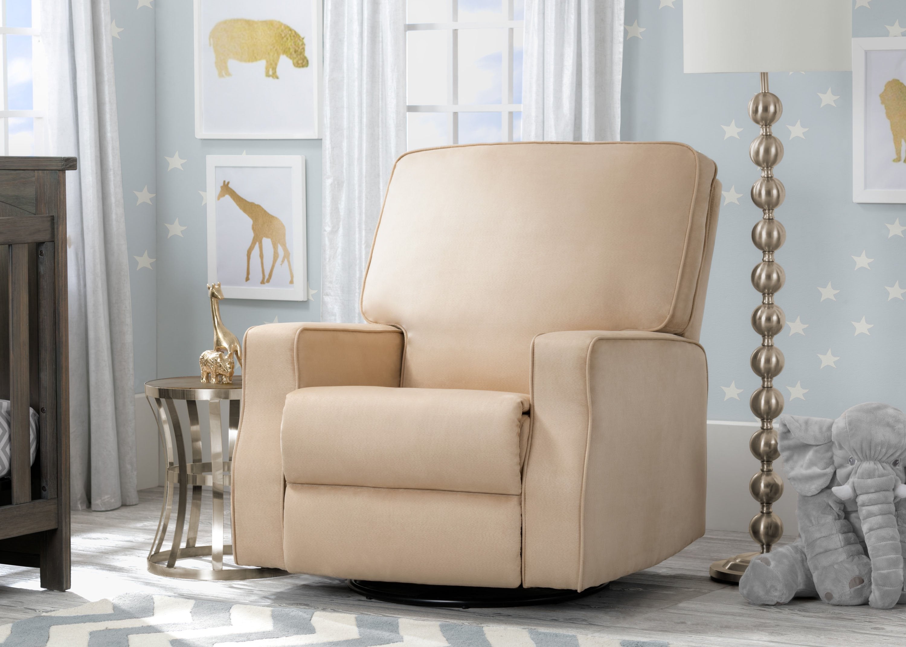 Charlie Nursery Recliner Swivel Glider Chair - Comfortable Rocking Chair for Baby Nursery, Breastfeeding & Nursing - Perfect for Nursery, Bedroom & Living Room Relaxation
