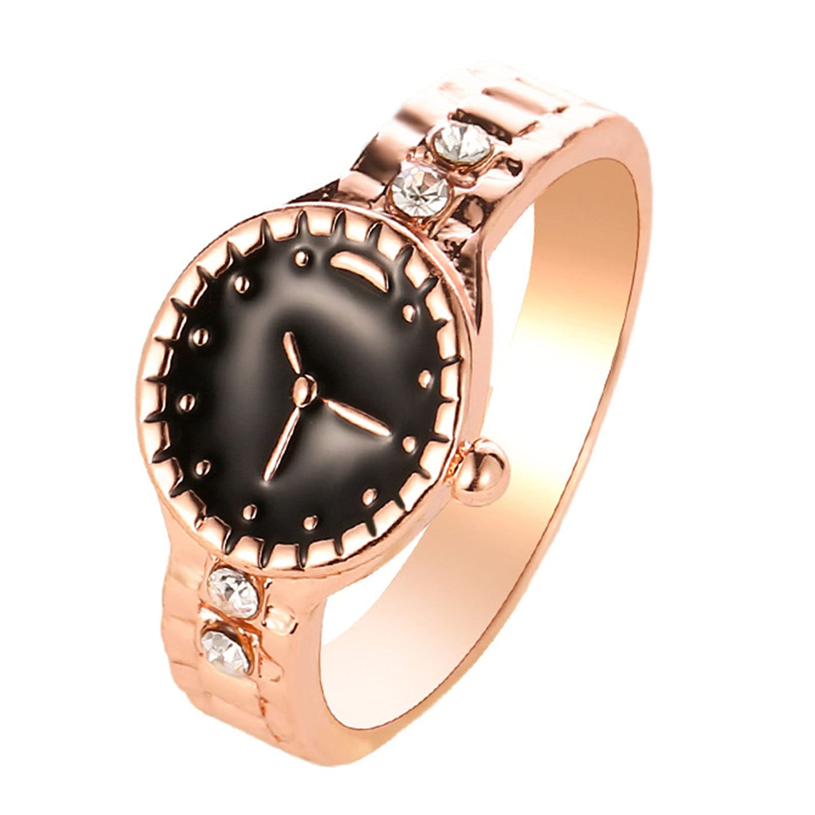 Romantic Fashion Women's Wedding & Engagement Rings - Elegant Watch Shape Rhinestone Alloy Pointer Round Dial Couple Rings for Anniversary, Proposal, Cocktail Party & Special Occasions