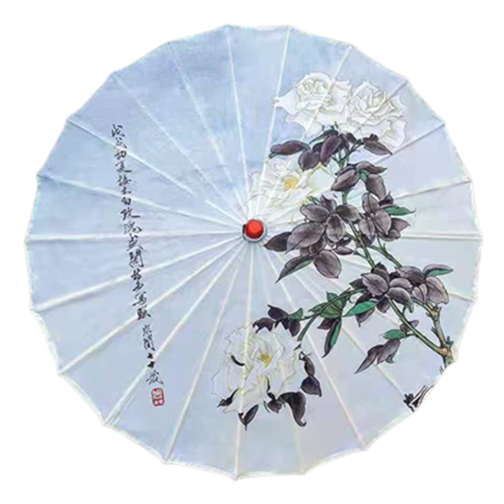 Chinese Style Oil Paper Umbrella - Handmade Bamboo & Floral Painted Rainproof Parasol for Cosplay, Hanfu, Traditional Costume & Outdoor Photography