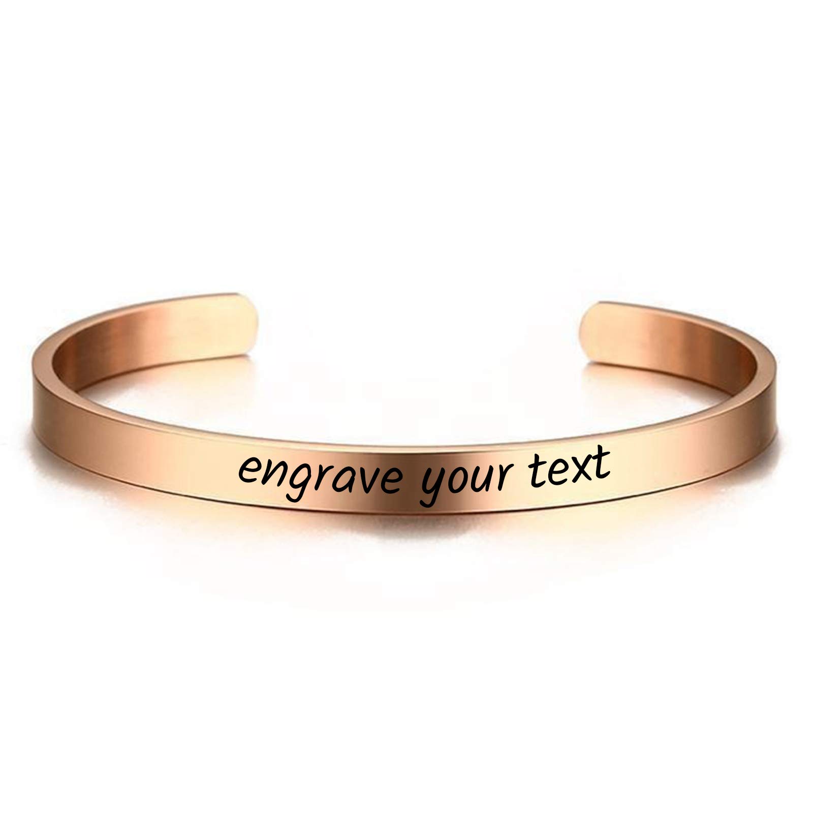 Women's Open Cuff Bracelets - Stainless Steel Friendship Arm Jewelry with Personalized Engraving (Name/Date) - Perfect Gift for Mom, Daughter & Best Friends - Ideal for Birthdays, Anniversaries & Special Occasions
