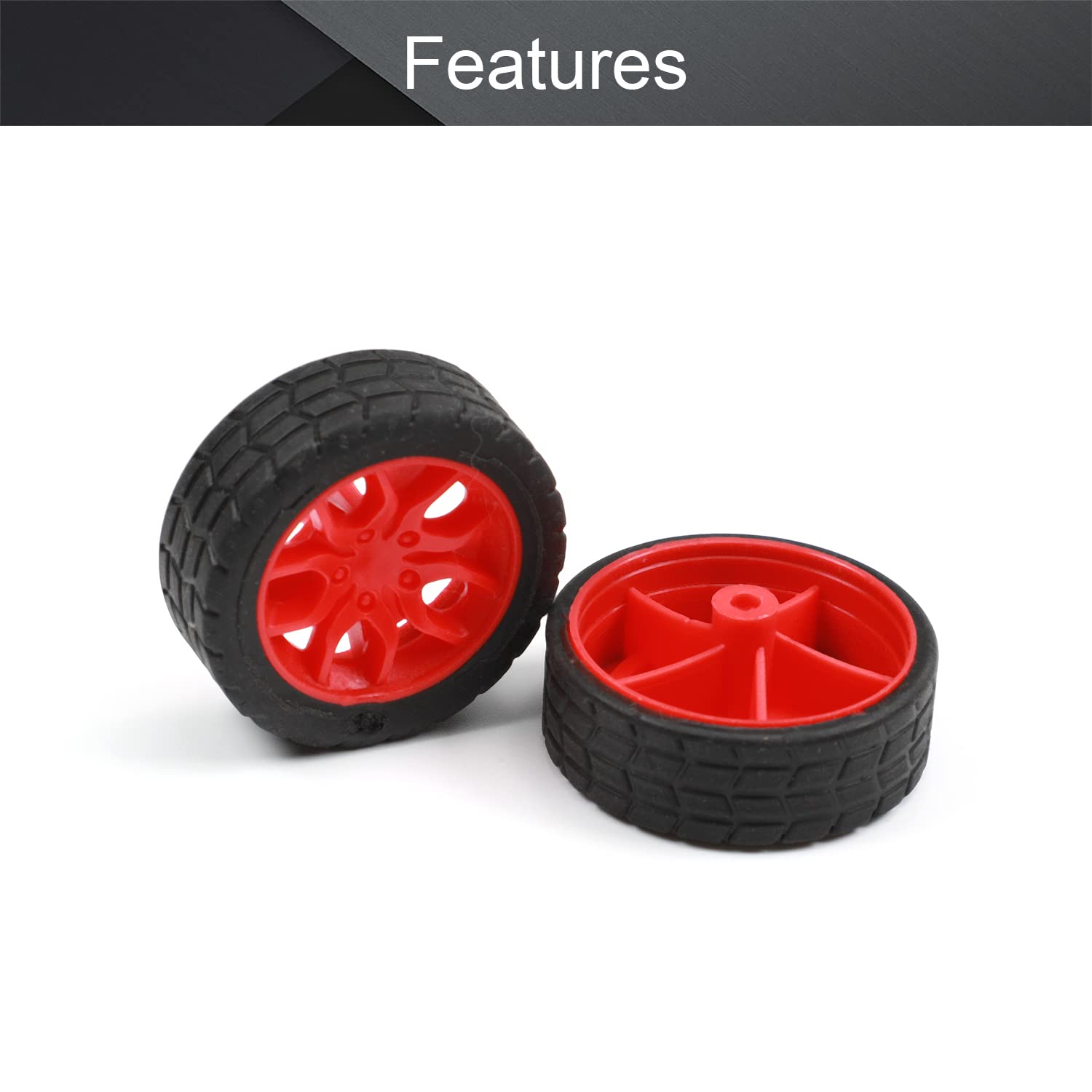 MroMax 30mm Rubber RC Car Wheel Tires - 4pcs Red and Black DIY Replacement Tires for RC Cars, Model Robots, and DIY Projects - Perfect for Off-Road, Racing, and Custom RC Vehicle Builds