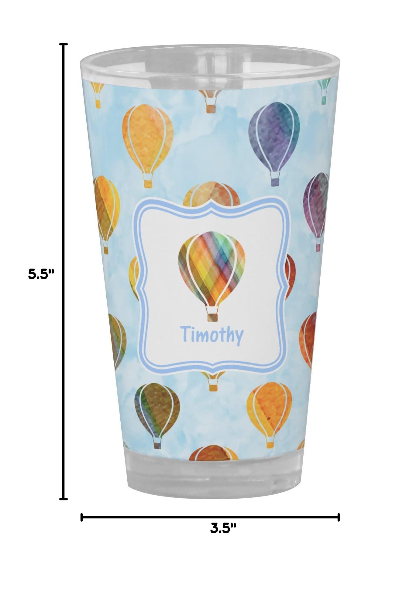 Personalized Watercolor Hot Air Balloons Pint Glass - Custom Full Color Design - Perfect for Beer, Cocktails & Gifts for Weddings, Birthdays & Anniversaries