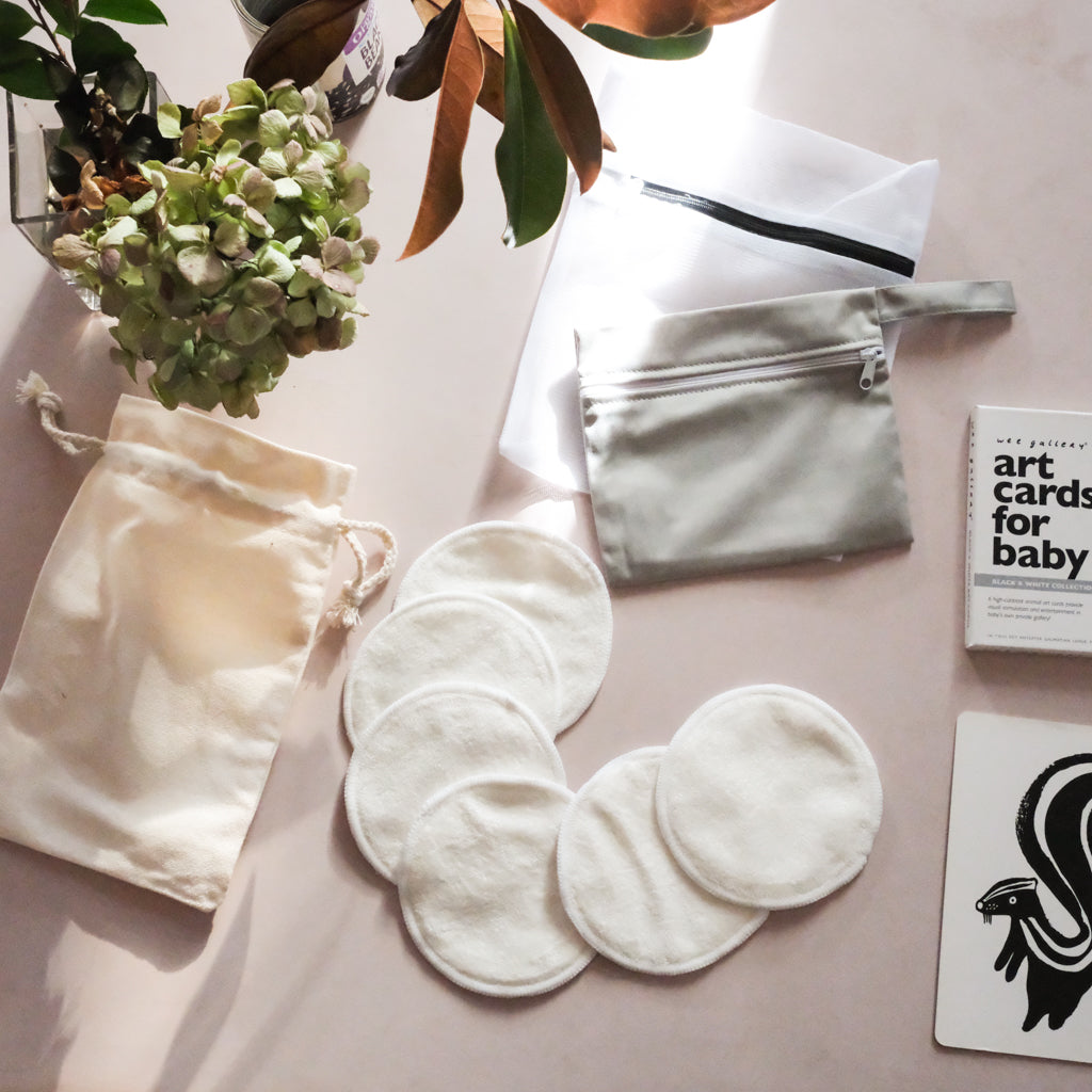 Organic Bamboo Breast Pads - 6 Pack Reusable Nursing Pads with Wet/Dry Bag & Wash Bag - Ultra Soft & Absorbent for Breastfeeding Moms - Perfect for Day & Night Use, Leak Protection & Comfort