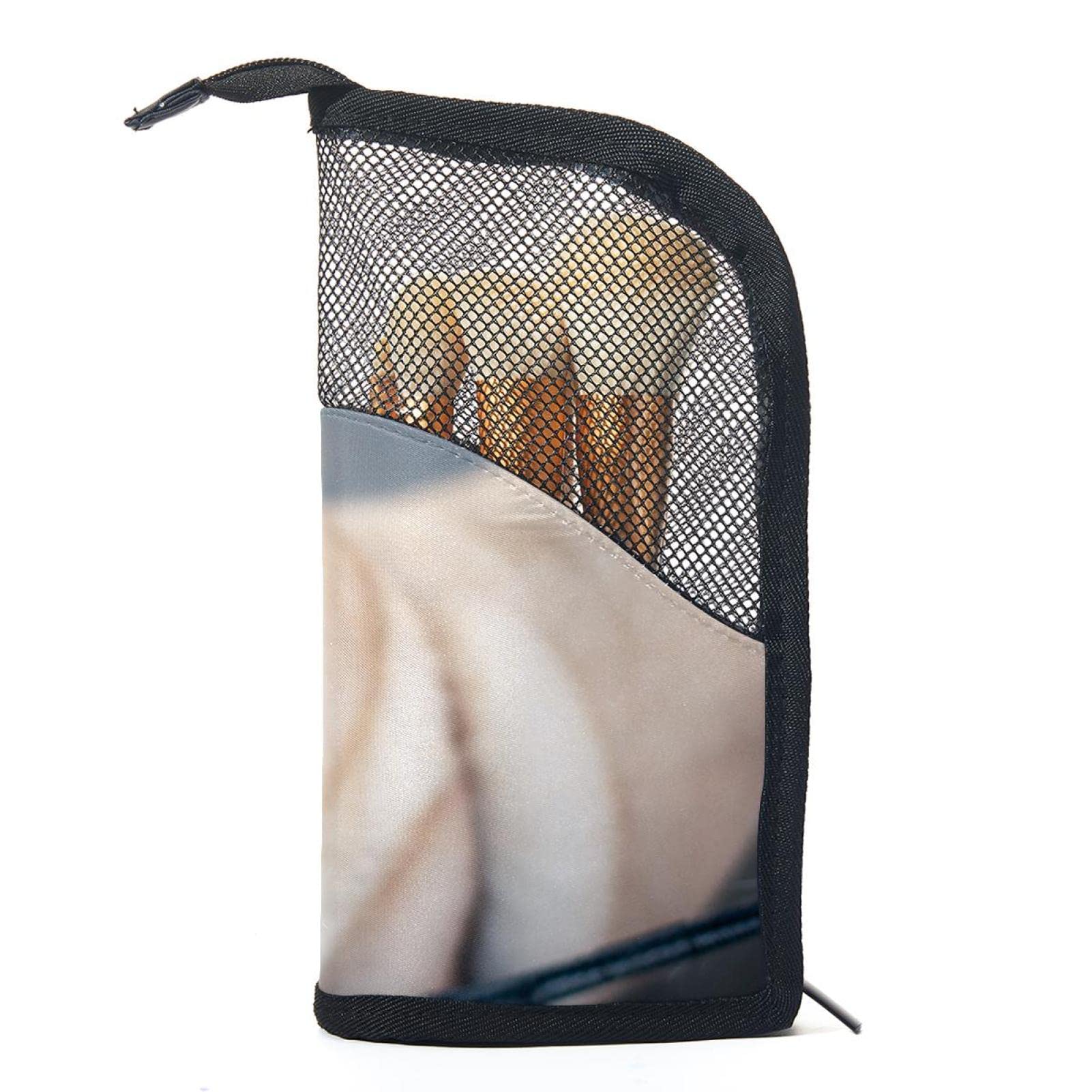 Premium Makeup Brush Organizer Bag with 12 Brushes - Cute Animal Dog Pug Design - Portable Cosmetic Brush Holder Case for Travel & Home Storage
