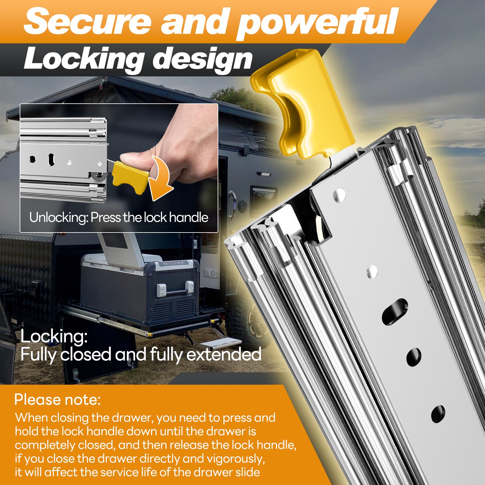 Heavy Duty Locking Drawer Slides 350 lb Load Capacity - 12 to 60 Inch Full Extension Ball Bearing Side Mount Industrial Rails - Perfect for Tool Cabinets, Workbenches, and Garage Storage Systems