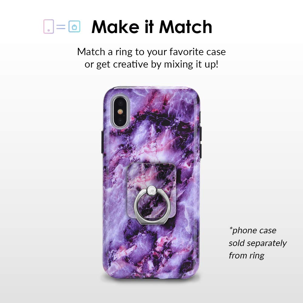 Velvet Caviar Phone Ring Holder - Grip Stand for iPhone & Galaxy (Purple Marble) - Perfect for Selfies & Videos