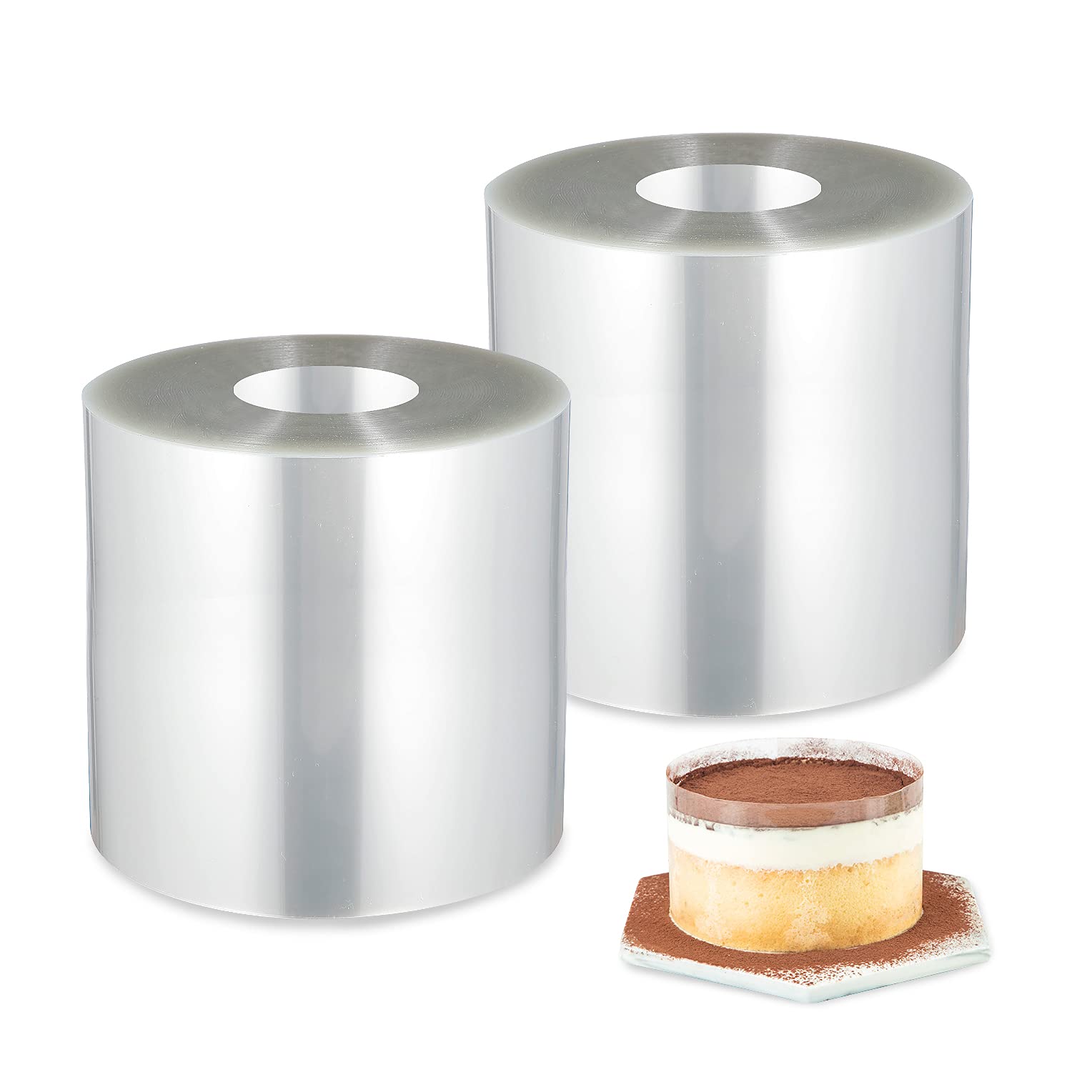 2 Pack Clear Acetate Cake Collar Strips for Mousse, Chocolate & Baking - 5.9