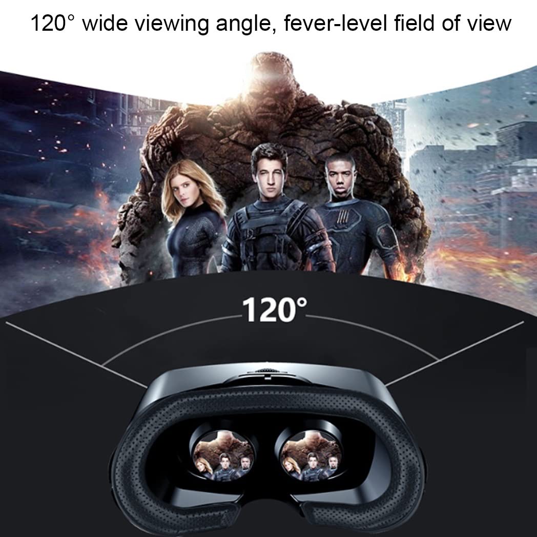 3D VR Headset with Bluetooth Controller - Compatible with iPhone 13 Pro Max/13 Pro/13/12/11, Samsung Galaxy S21, Huawei & Xiaomi Series - Immersive Virtual Reality Experience for Gaming, Movies & 360° Videos (Color: Black, Size: Universal)