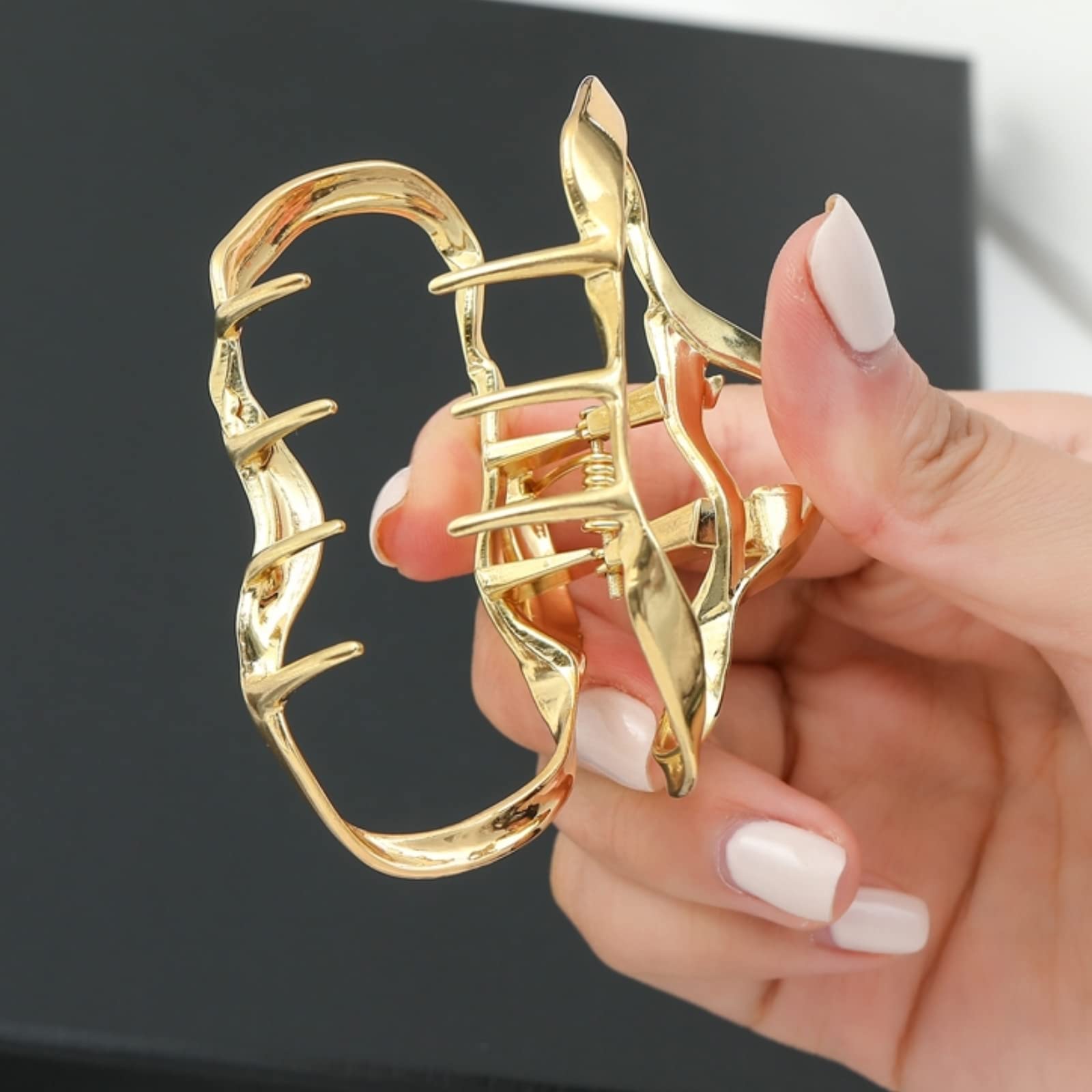 Large Gold Metal Hair Clips for Women & Girls - Strong Hold for Thick Hair - Pack of 4 - Perfect for Updos, Ponytails & Everyday Styling