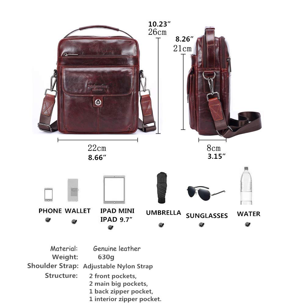 Genuine Leather Messenger Bag for Men - Durable Crossbody Shoulder Bag & Business Briefcase - Perfect for Work, Travel & Daily Commute