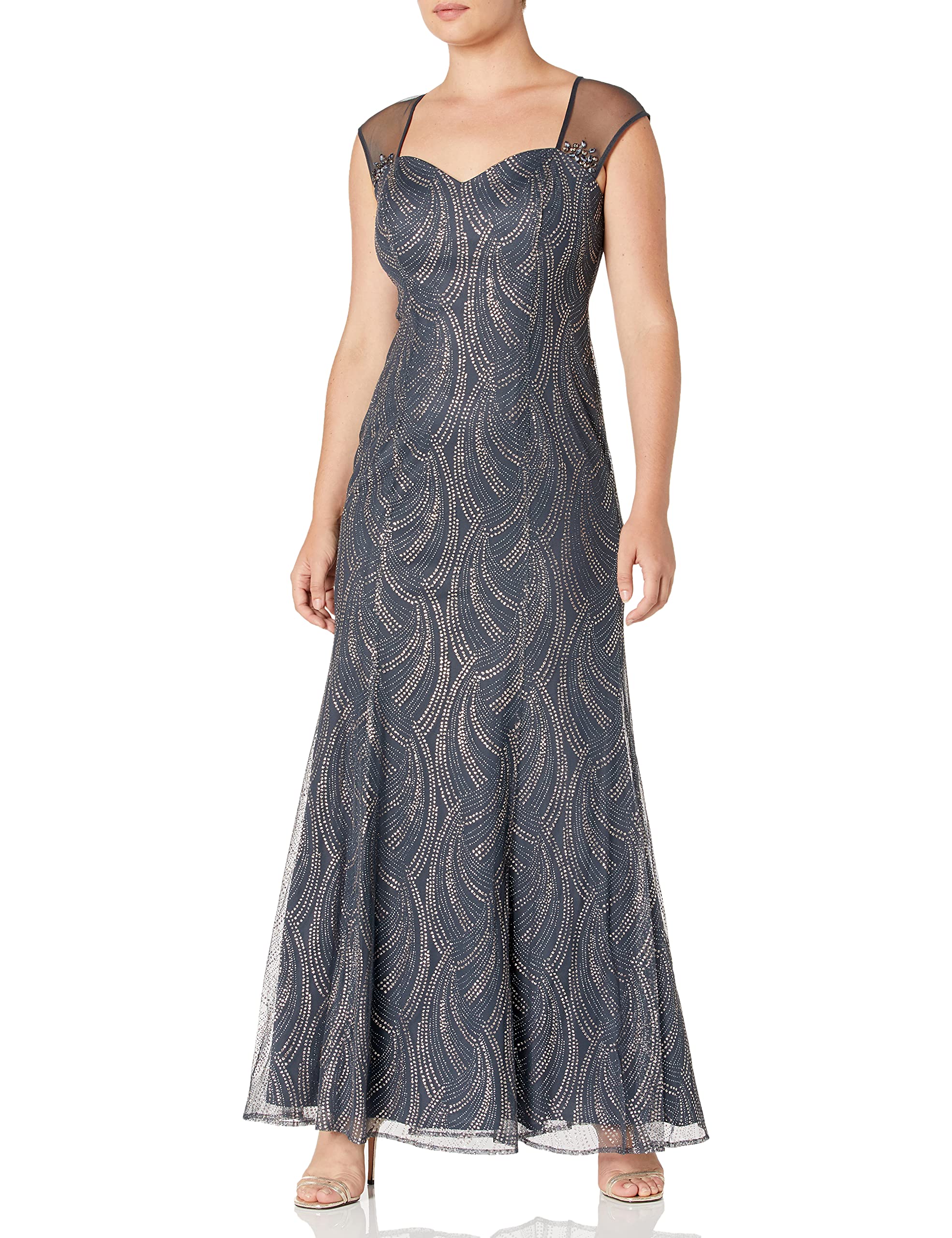 S.L. Fashions Women's Sparkly Sequin Party Dress for Evening, Prom, Cocktail & Special Occasions - Elegant Bodice Formal Gown - Closeout Sale