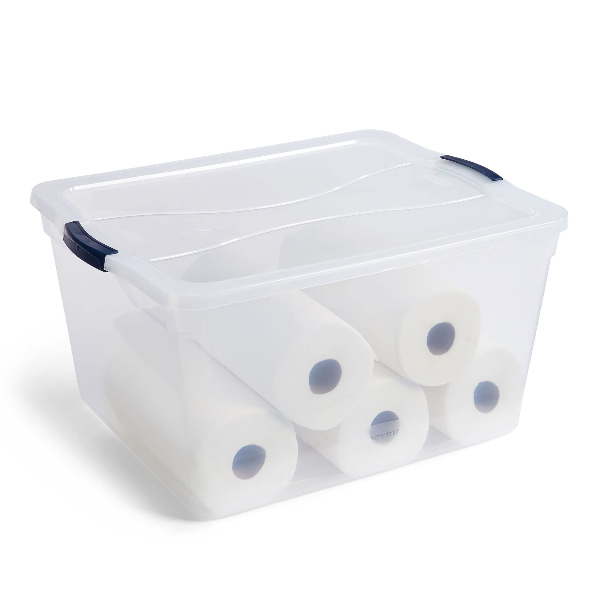 Rubbermaid Cleverstore 74 Quart Clear Plastic Storage Bins with Latching Lids - 4 Pack for Home, Office & Garage Organization - Perfect for Clothes, Toys, Holiday Decor & Seasonal Storage