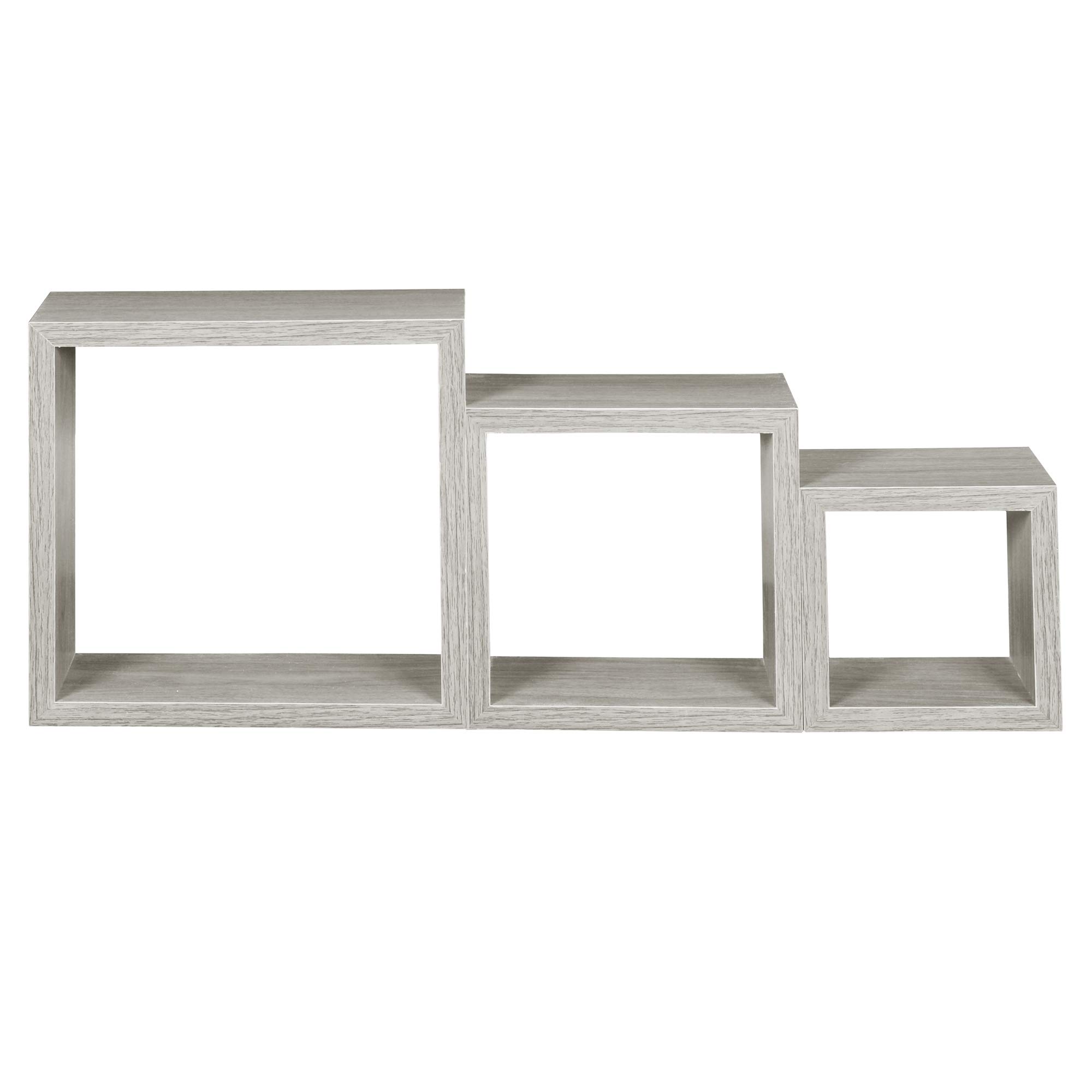 Niche Soho 3 Piece Wall Shelf Set - Rustic Weathered Grey Floating Shelves for Living Room, Bedroom & Bathroom Storage Decor