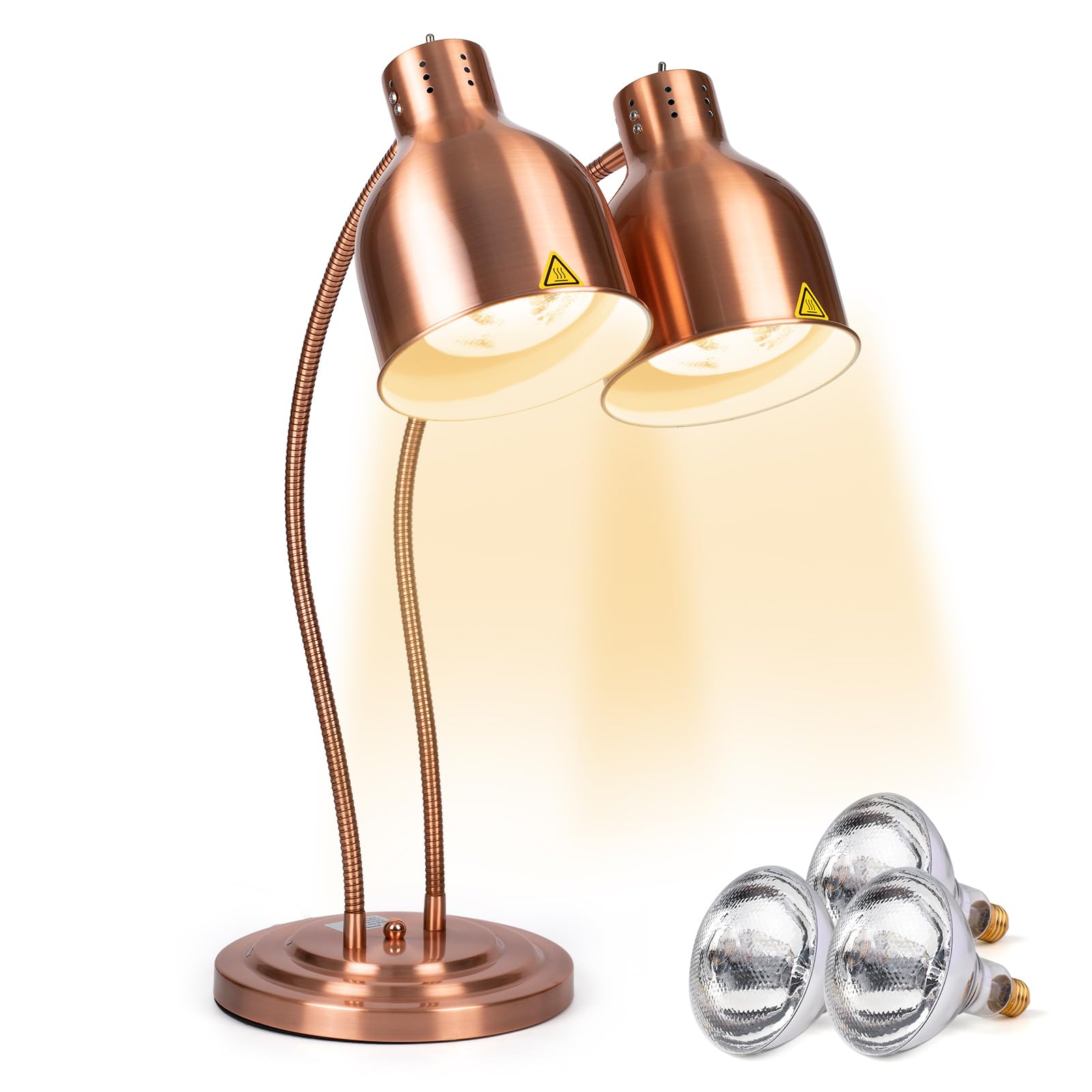 Commercial Food Warming Lamp - Soko Dual 250W Heat Lamp with 360° Adjustable Head for Buffets, Restaurants & Home Kitchens | Rose Gold Food Warmer for Parties, Catering & Food Display