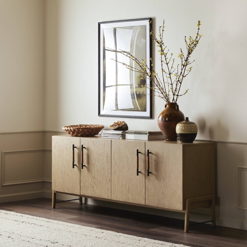 Rosedale Sideboard - Yucca Oak Veneer Buffet Cabinet for Dining Room, Living Room Storage & Home Decor